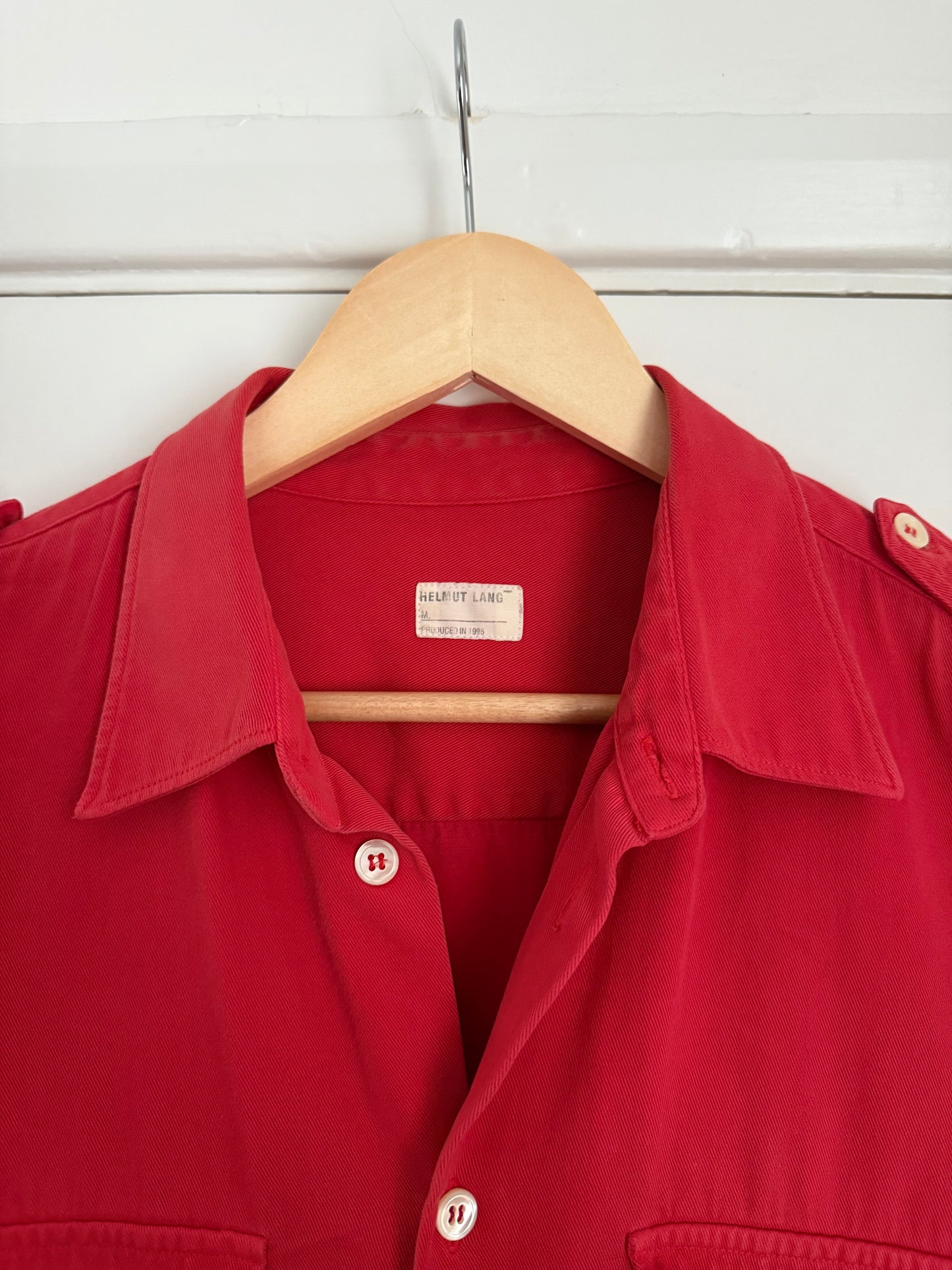 Helmut Lang 1996 Red Military Shirt by GTR Group - Size M