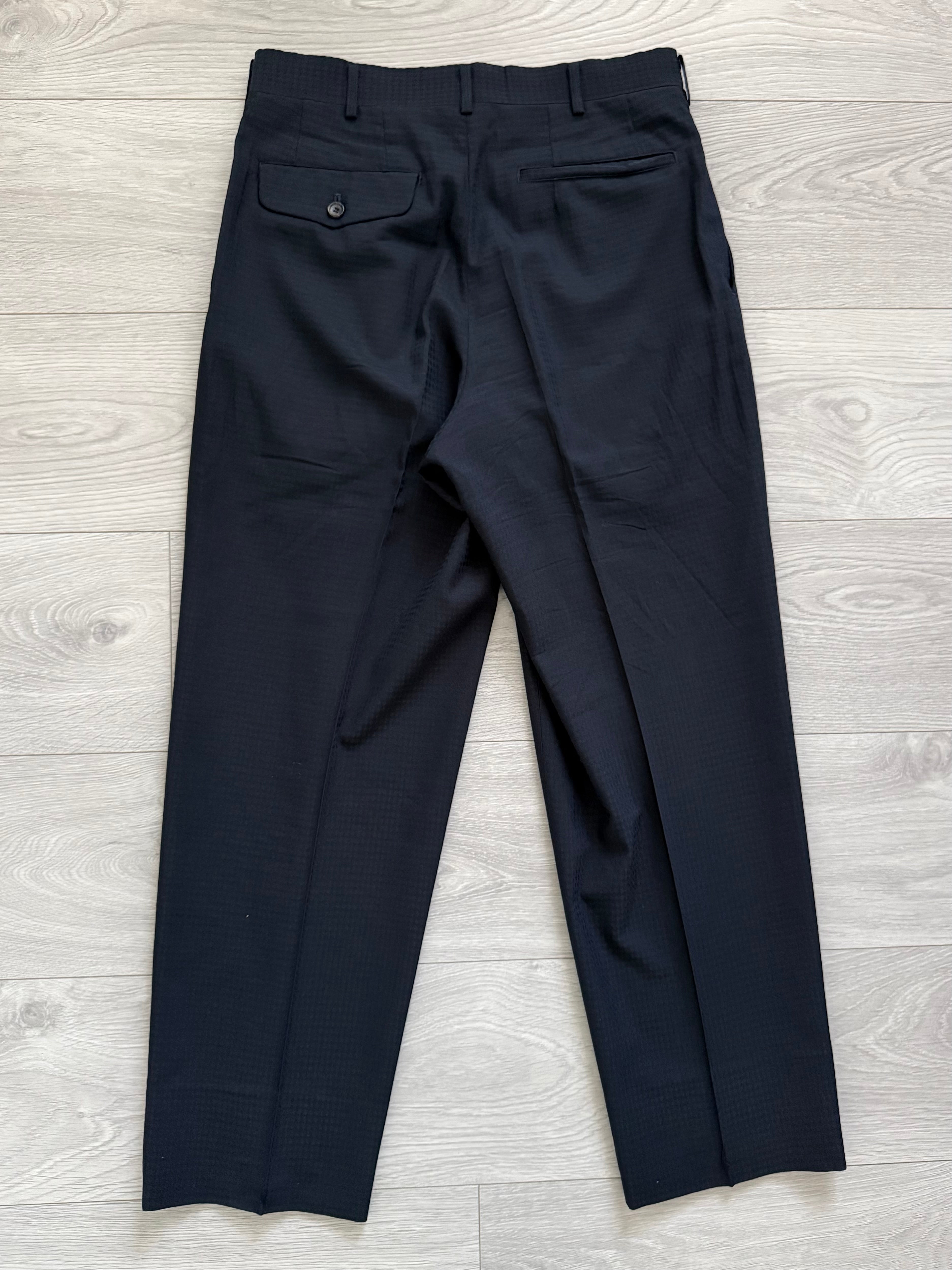 Comme Des Garcons Homme 2001 3B Navy Blue Pleated Wool Blend Suit - Size M Jacket / 30" Waist