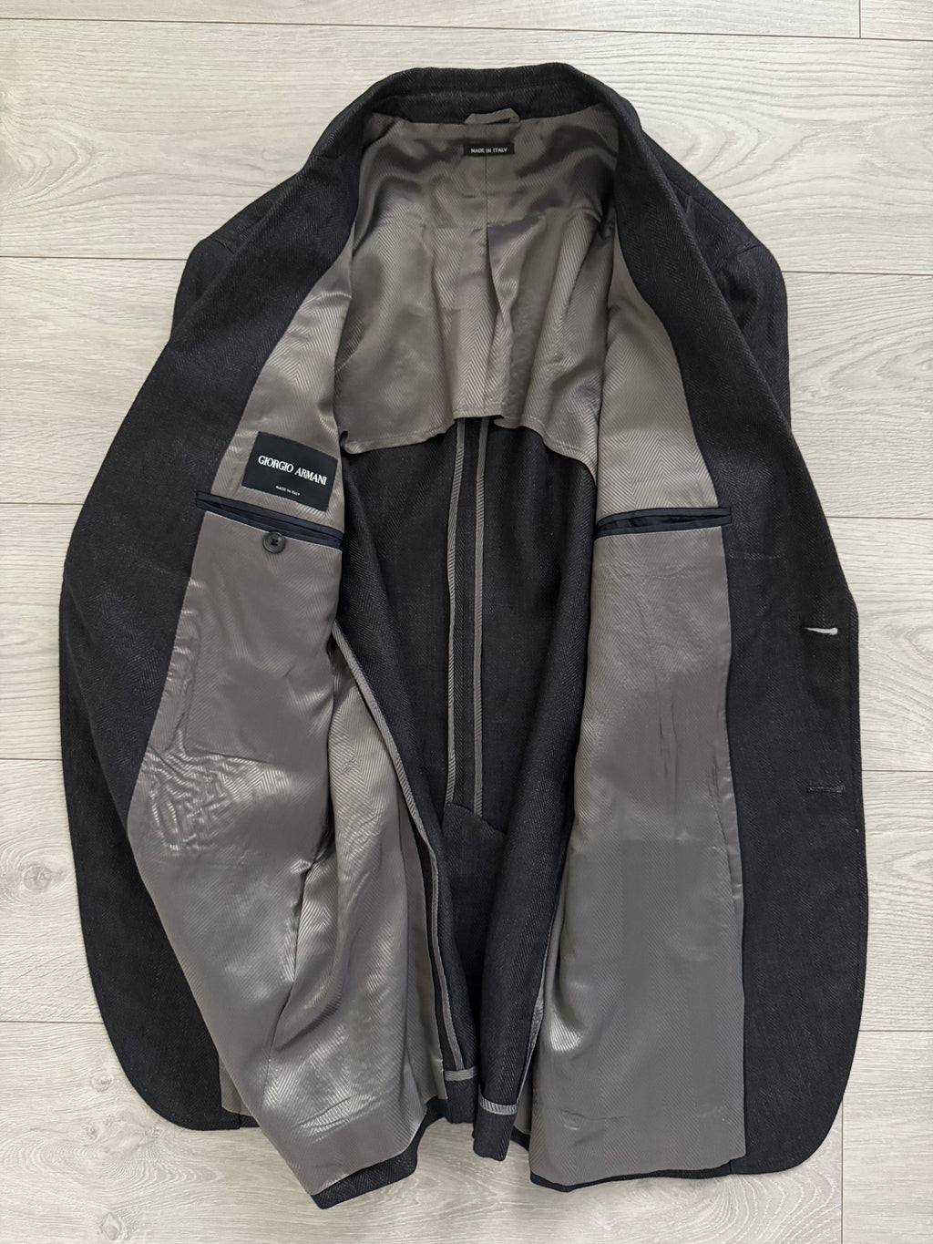 Giorgio Armani Black Label 2010 Denim Linen 2B Jacket  - Size L