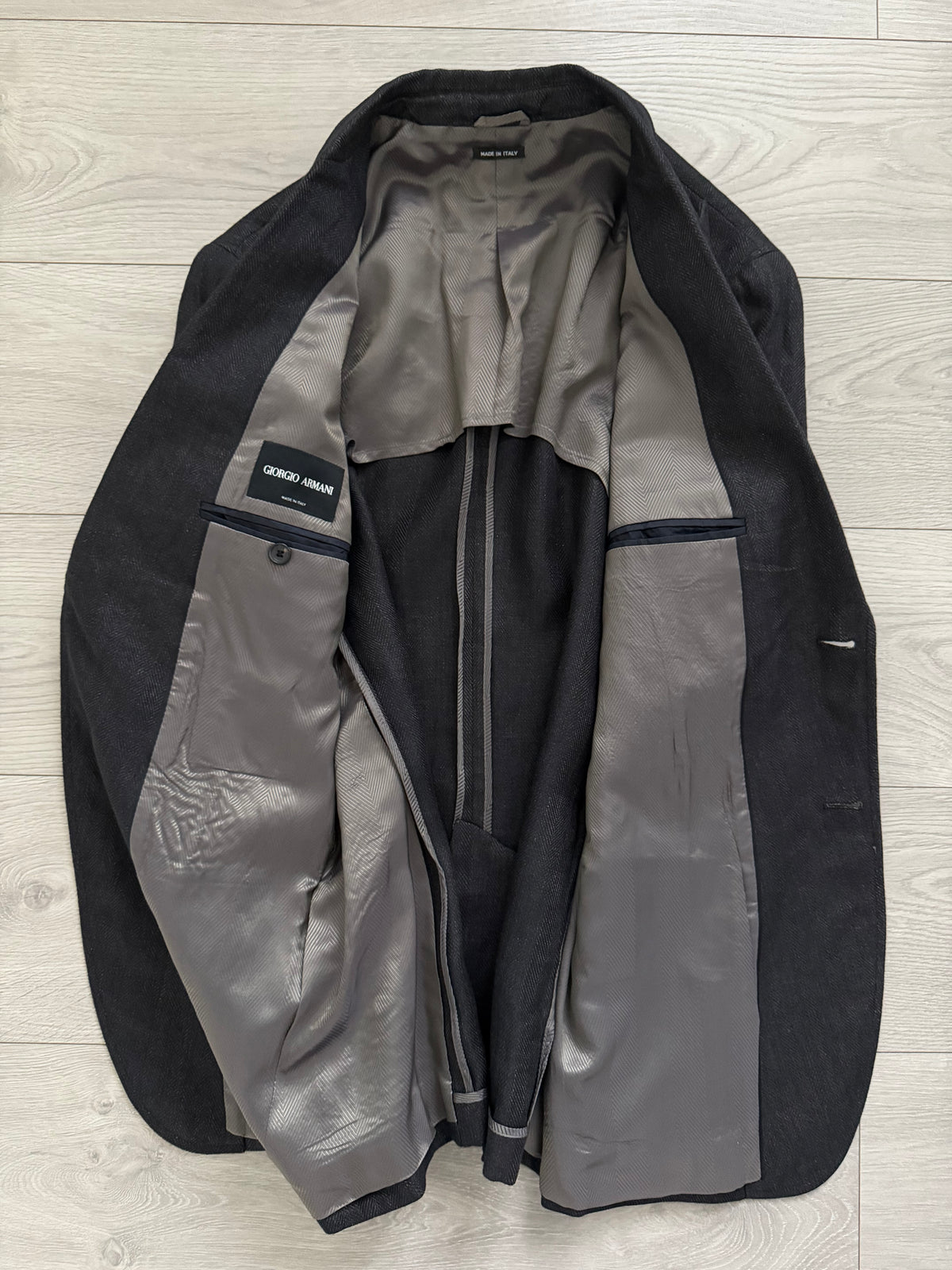 Giorgio Armani Black Label 2010 Denim Linen 2B Jacket  - Size L