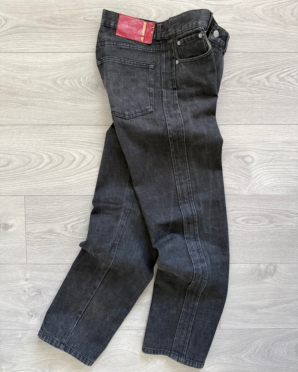 Jil Sander by Raf Simons Side Panelled Washed Grey Denim Jeans - Size 29