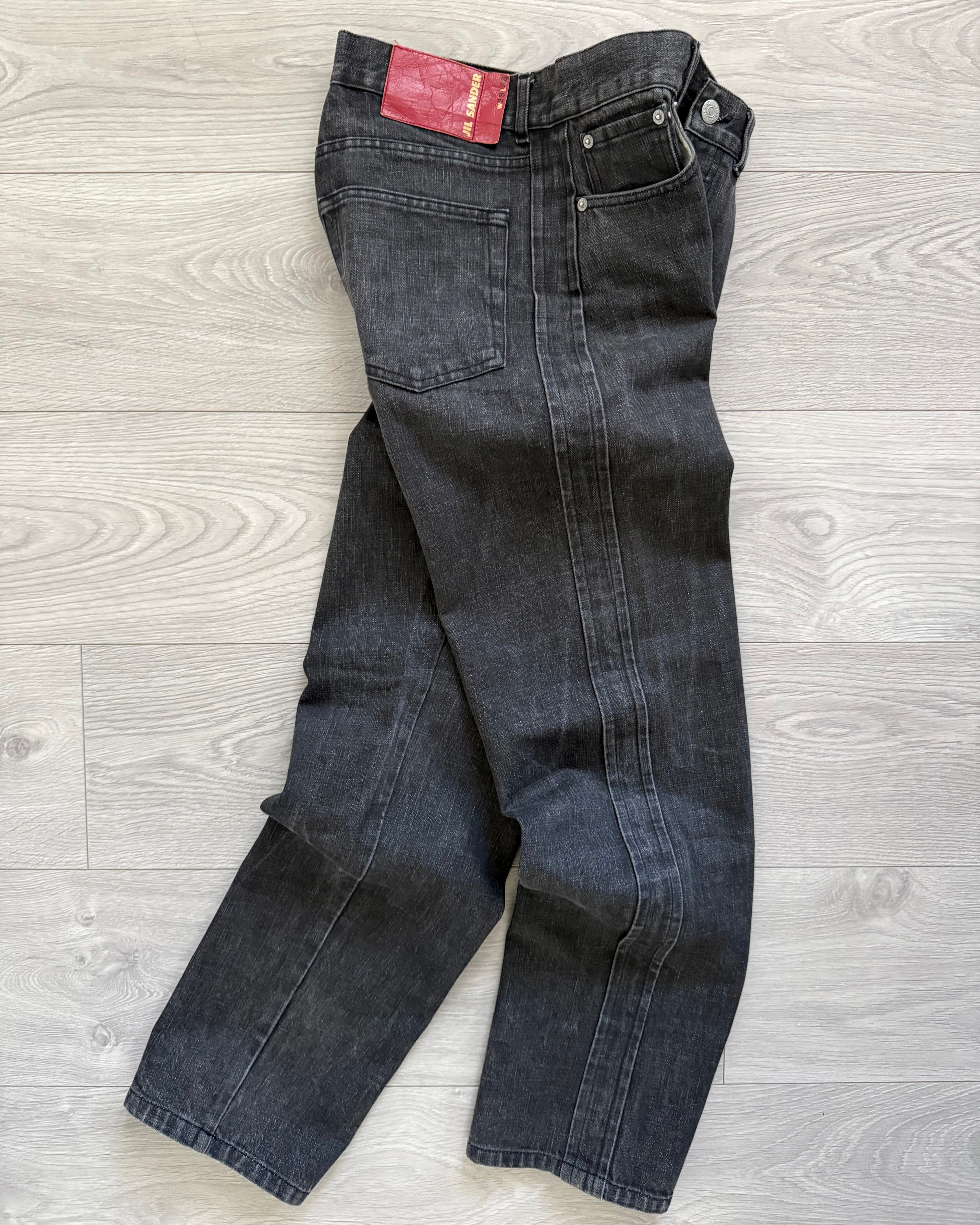 Jil Sander by Raf Simons Side Panelled Washed Grey Denim Jeans - Size 29