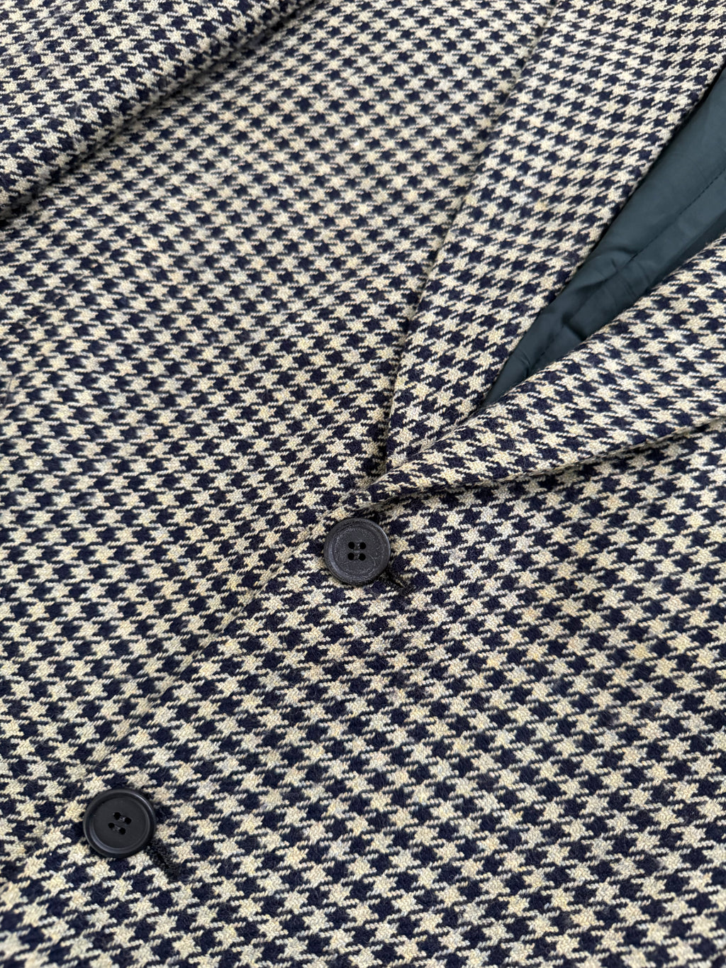 Giorgio Armani 1980s Houndstooth Textured Wool Check Sports Jacket Blazer - Size XL