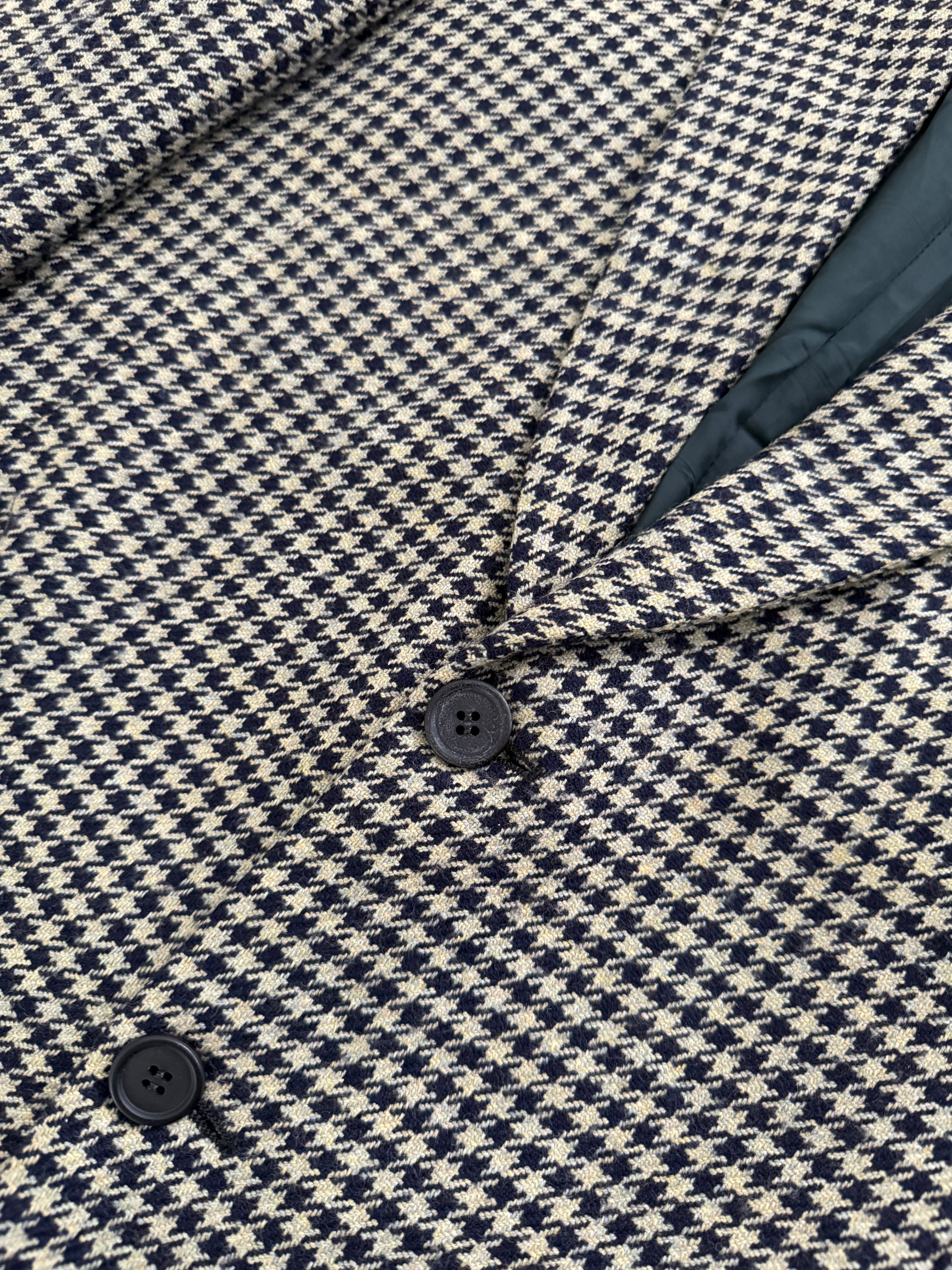 Giorgio Armani 1980s Houndstooth Textured Wool Check Sports Jacket Blazer - Size XL