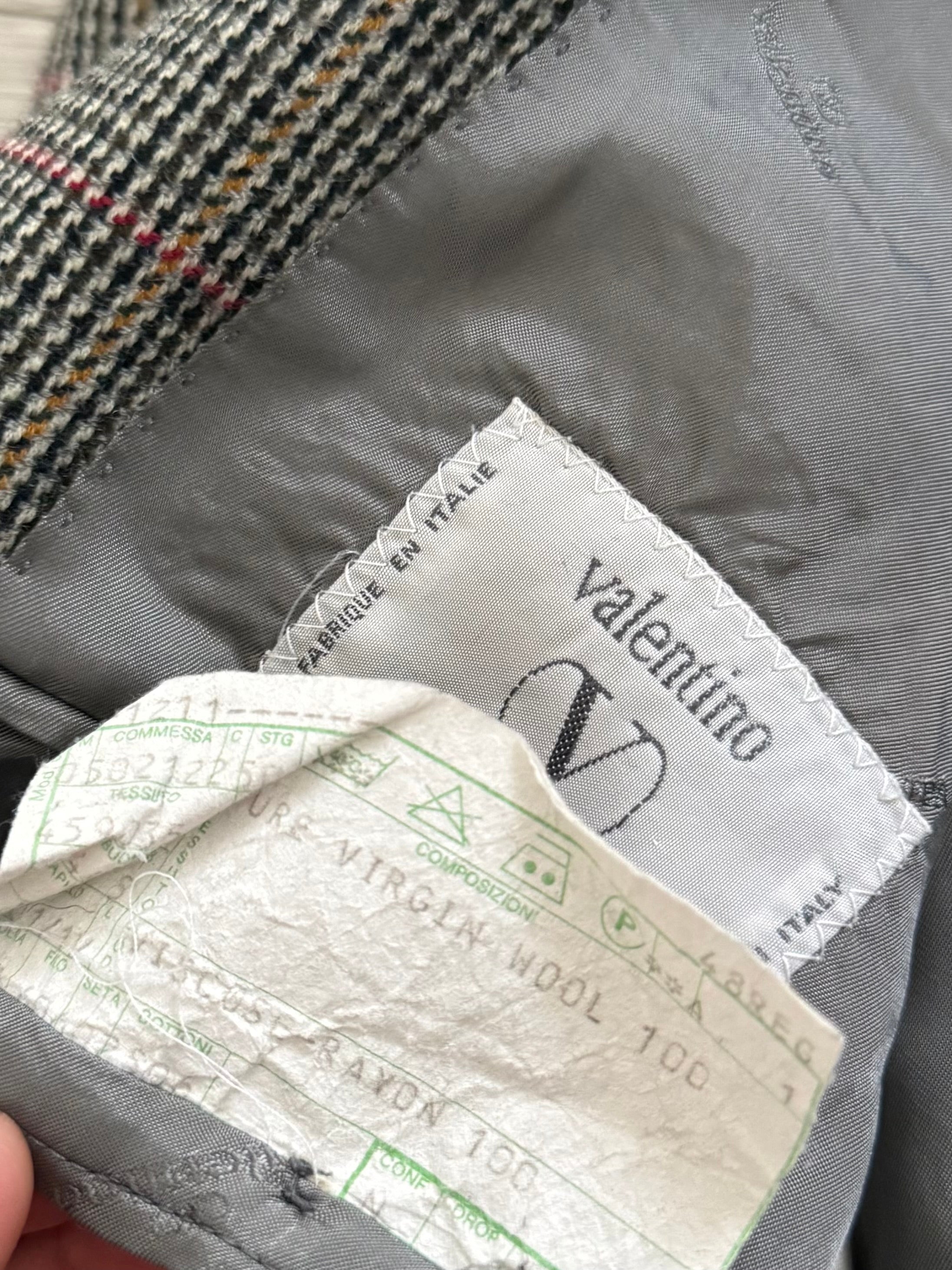 Valentino 1980s 2B Check Wool Sports Blazer Jacket - Size S