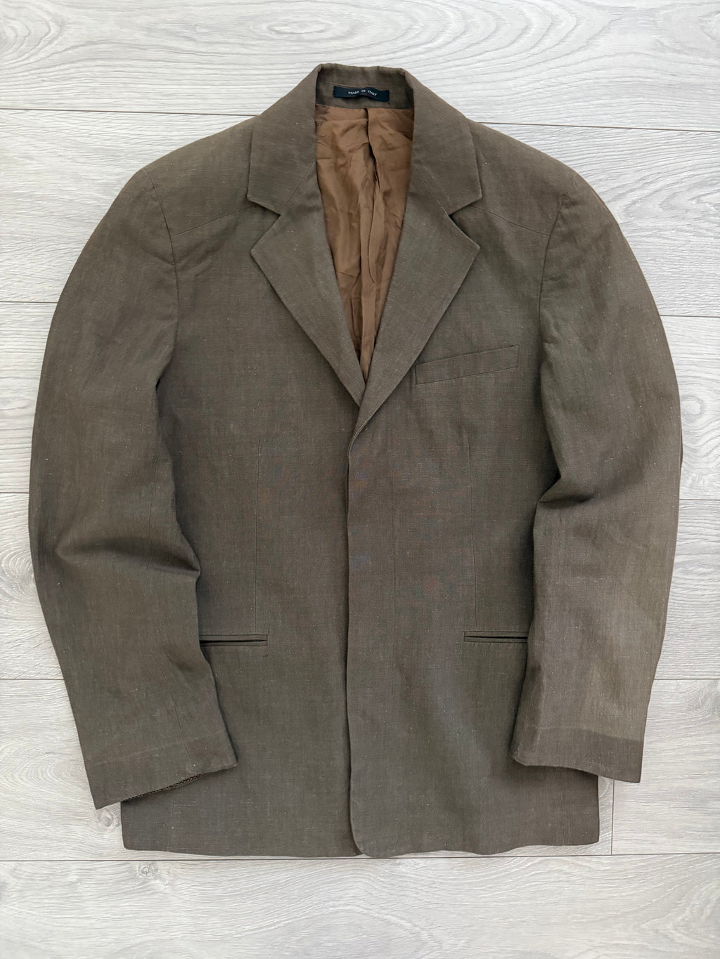 Emporio Armani 1990s 3B Linen Cotton Brown Sports Jacket Blazer - Size S