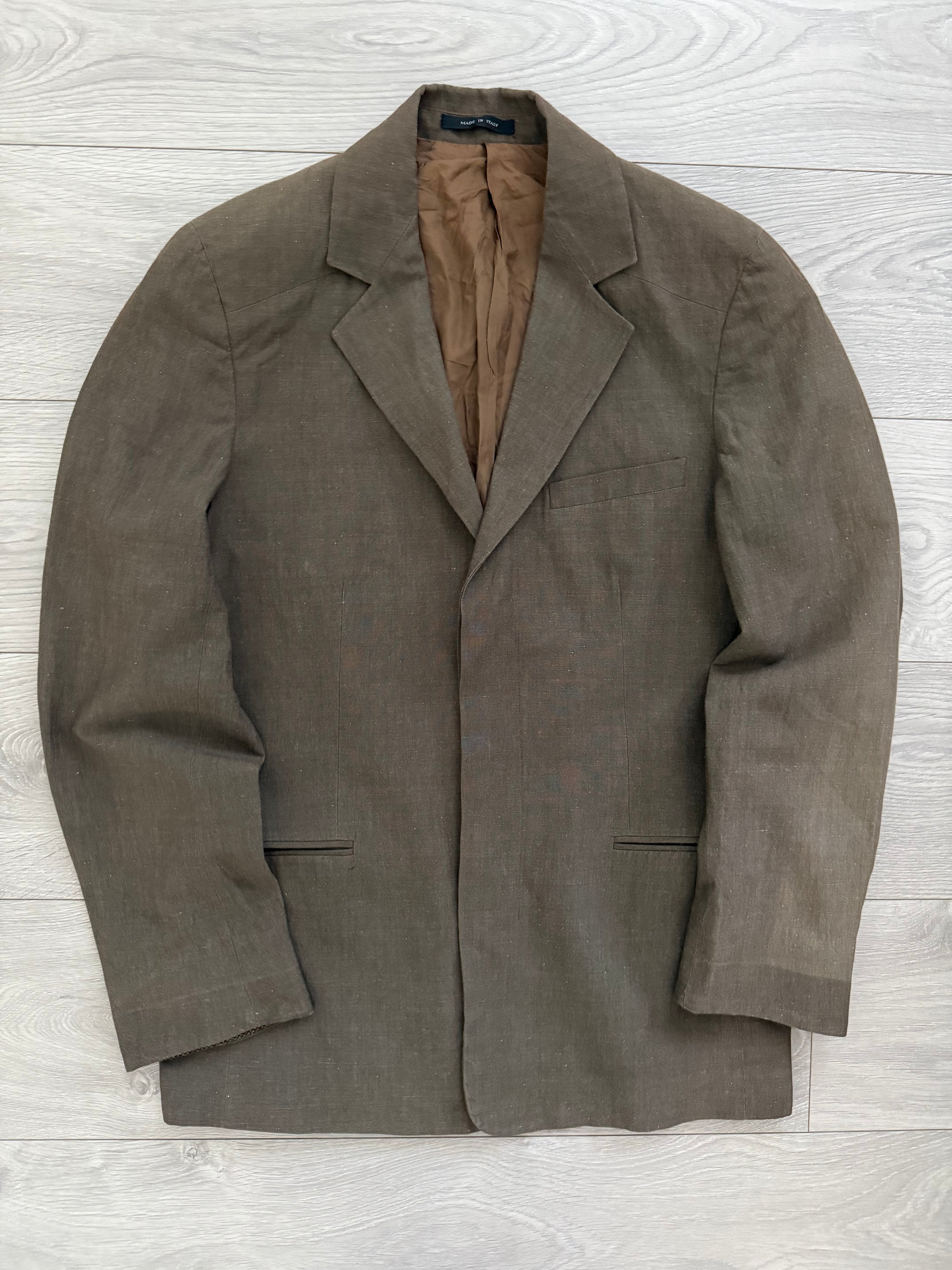 Emporio Armani 1990s 3B Linen Cotton Brown Sports Jacket Blazer - Size S