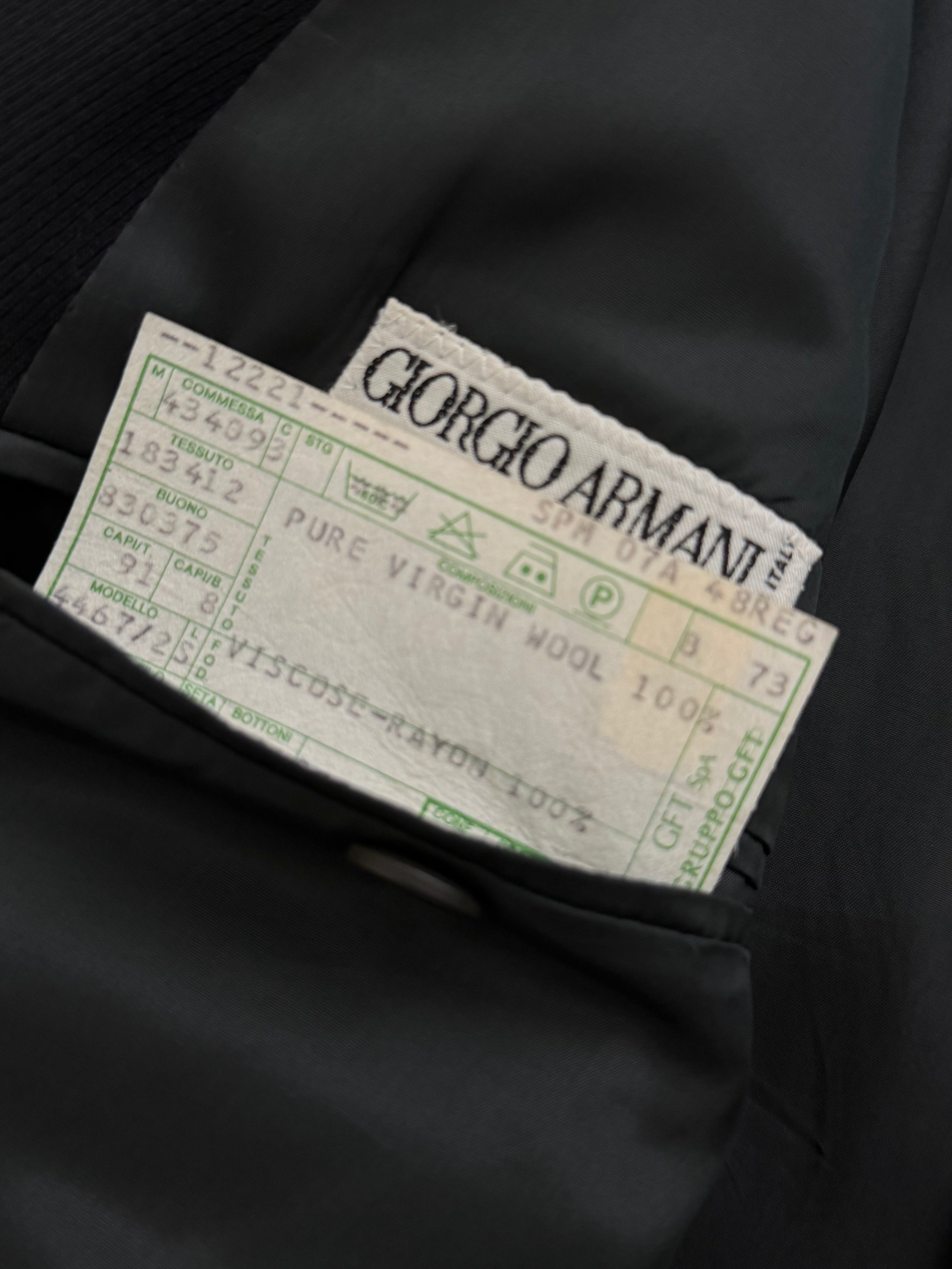 Giorgio Armani 1980s 3B Double-Pleated Wool Suit Black - Size M Jacket / 31" Waist