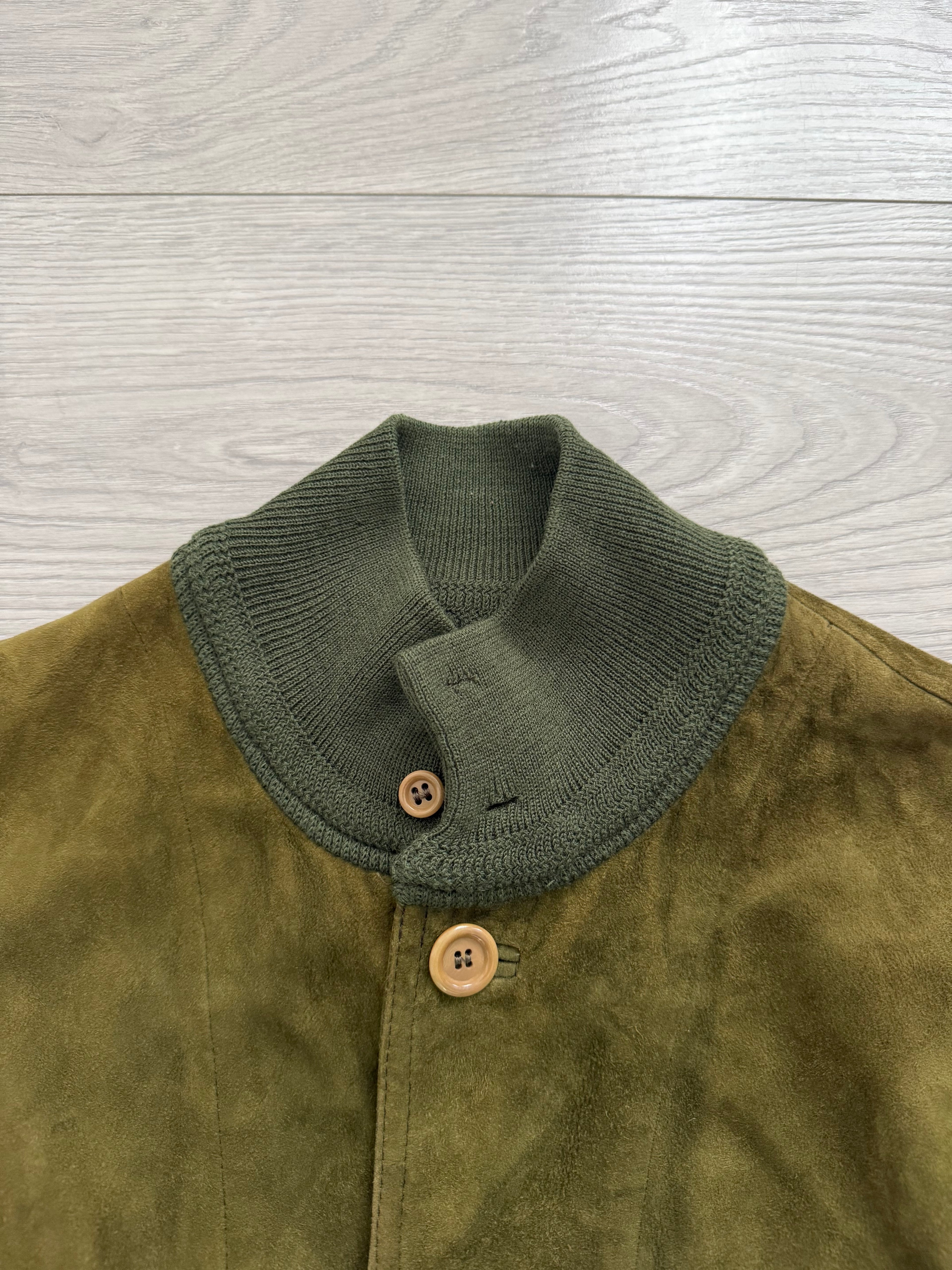 Sicons Armani 1980s Suede Green Military Flight Jacket - Size S