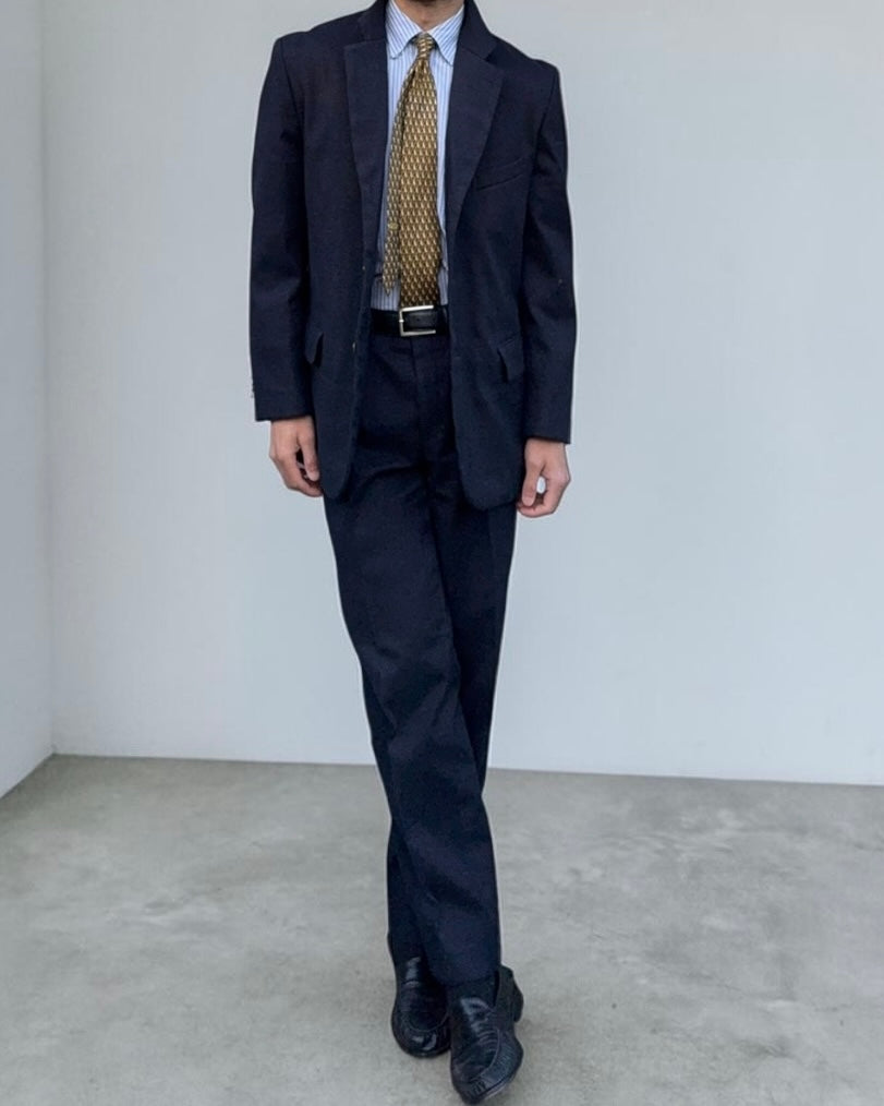 Comme Des Garcons Homme Plus SS1998 Structured Poly 'Pilled' Blue Suit - Size M Jacket / 32" Waist