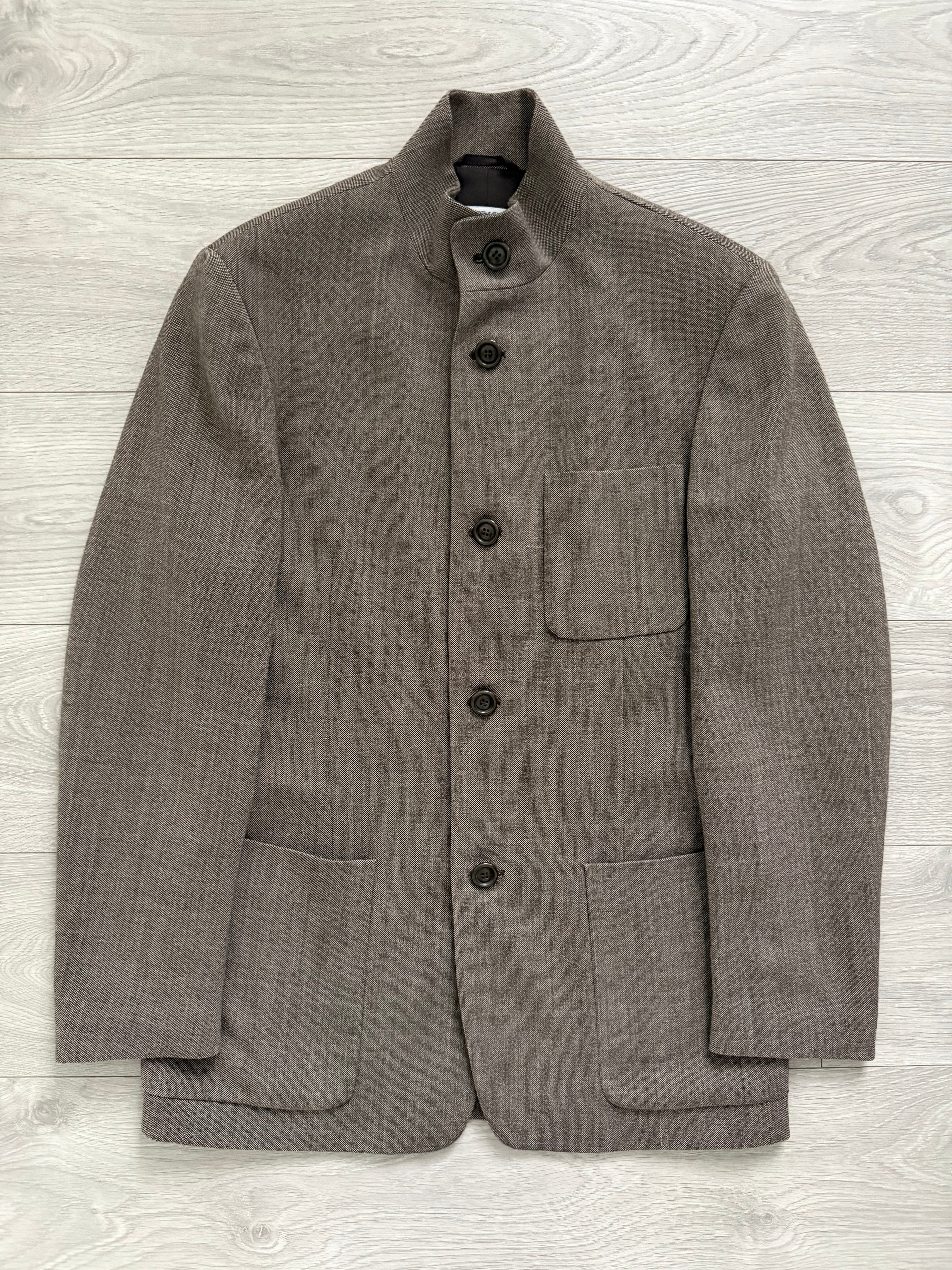 Emporio Armani 1998 Nehru Collar Taupe Brown Sports Jacket - Size S