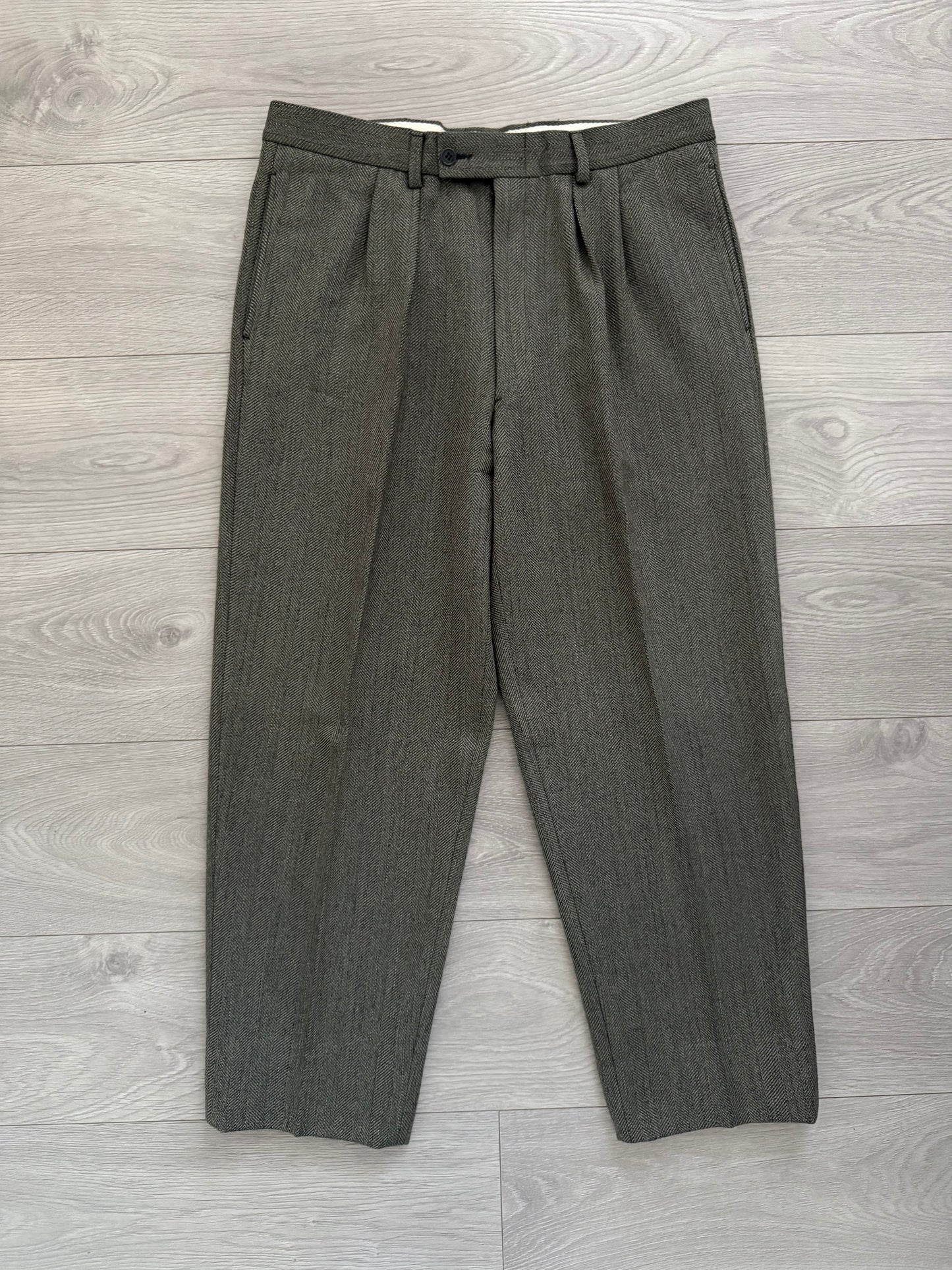 Emporio Armani 1990s Double-Breasted Pleated Wool Suit - Size M Jacket / 34" Waist