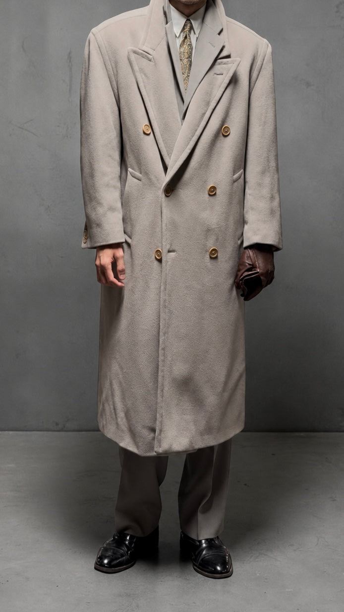 Hugo Boss 1980s 'Yamaha' Double-Breasted Wool Coat - Size M