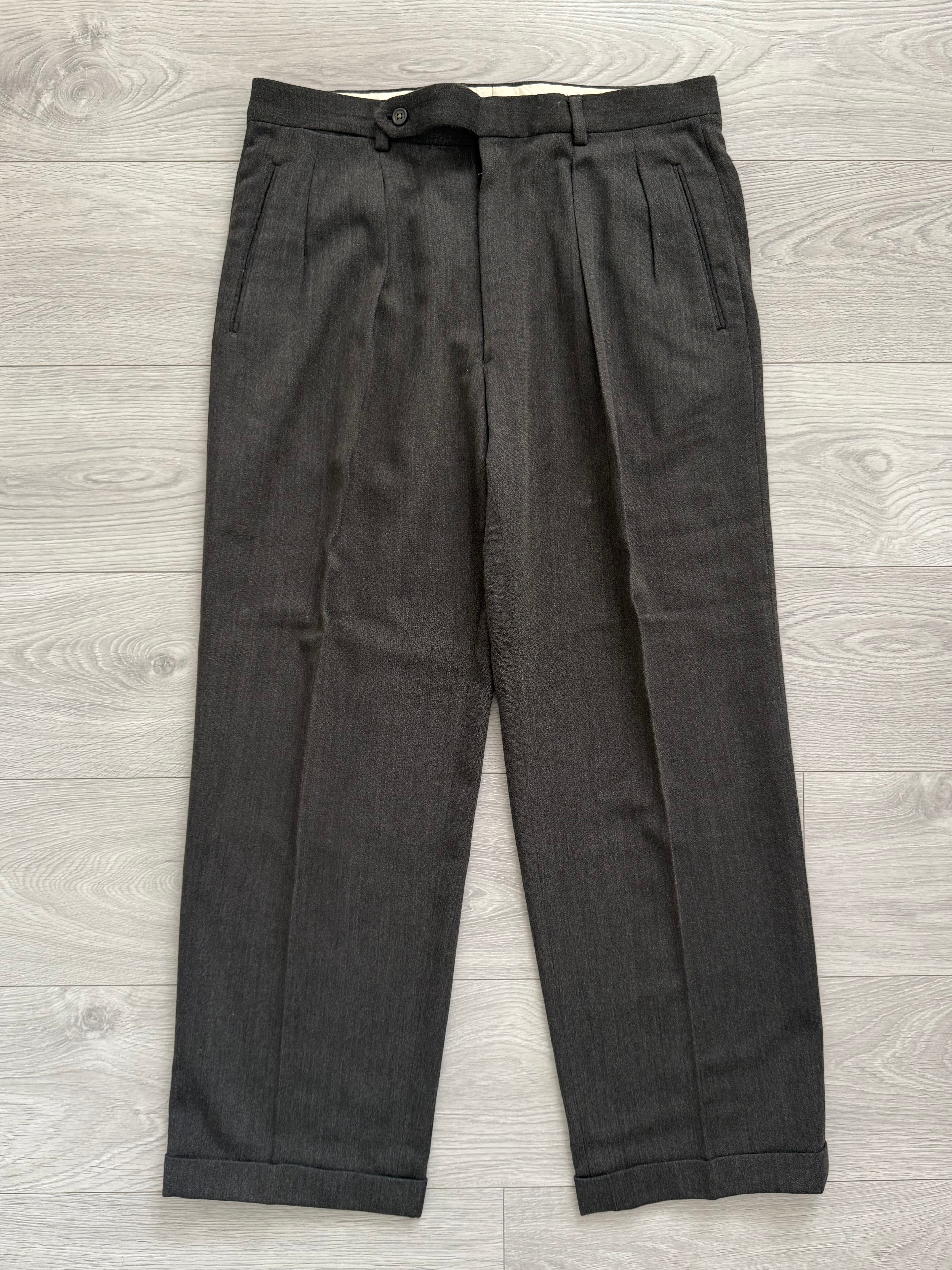 Giorgio Armani 1990s Double-Breasted Pleated Wool Suit - Size L Jacket / 34" Waist