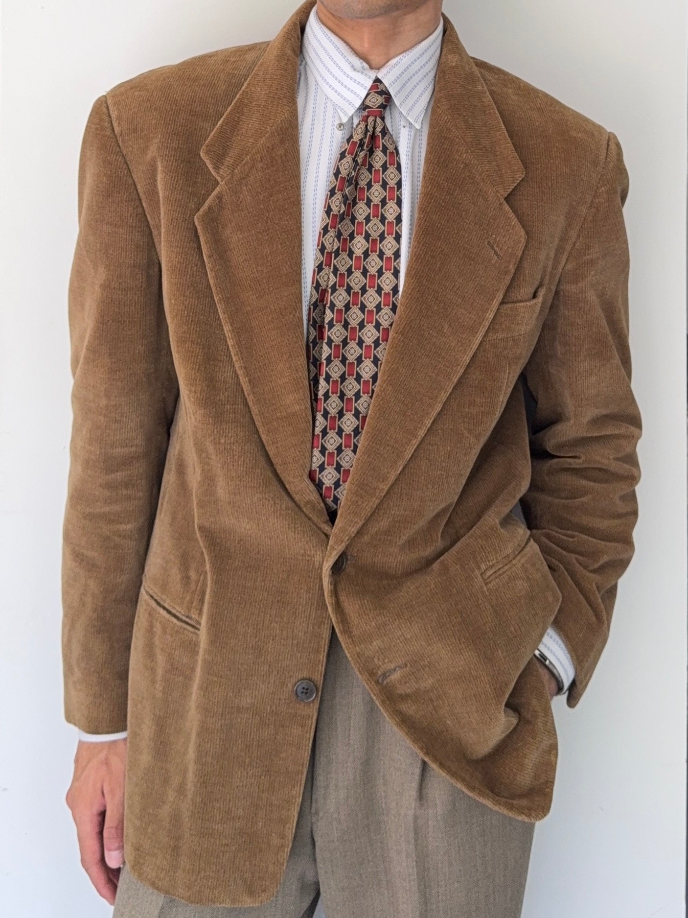 Giorgio Armani 1980s Corduroy Honey Brown Sports Jacket Blazer - Size M