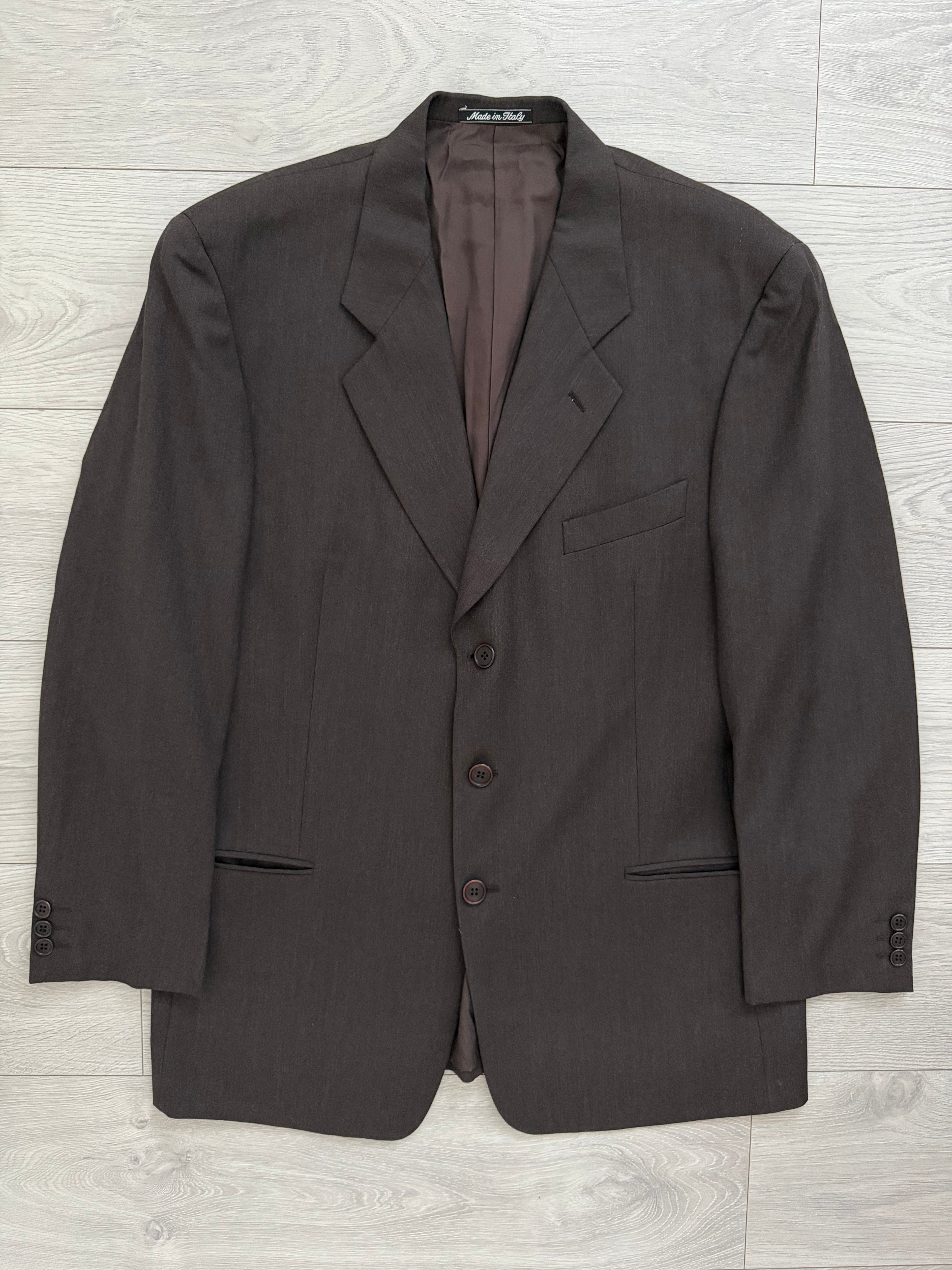 Giorgio Armani 1980s 3B Brown Double-Pleated Wool Suit - Size XL Jacket / 32" Waist