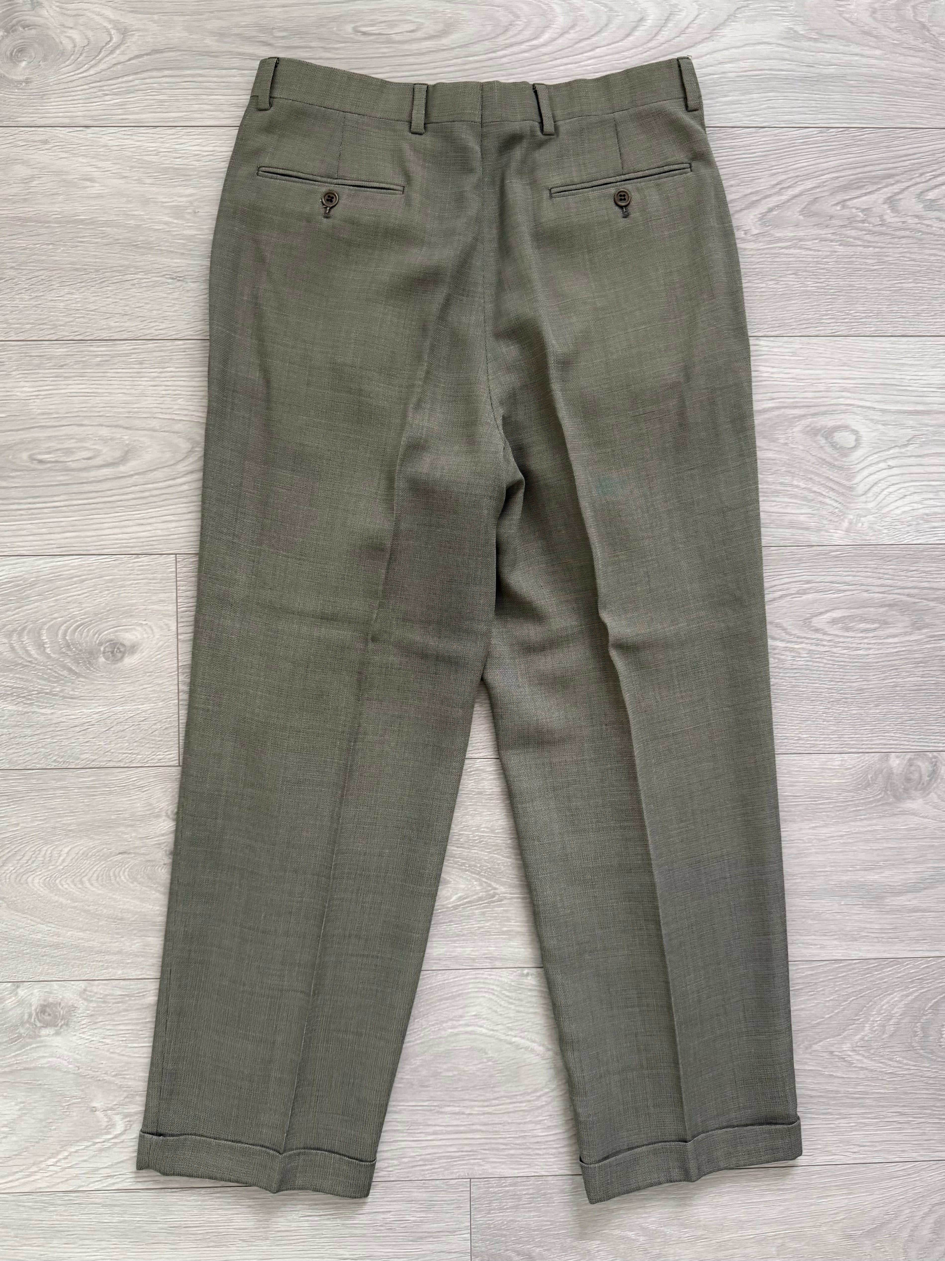 Valentino 1980s 6B Double Breasted Wool Power Suit in Taupe Olive - Size M Jacket / 32" Waist