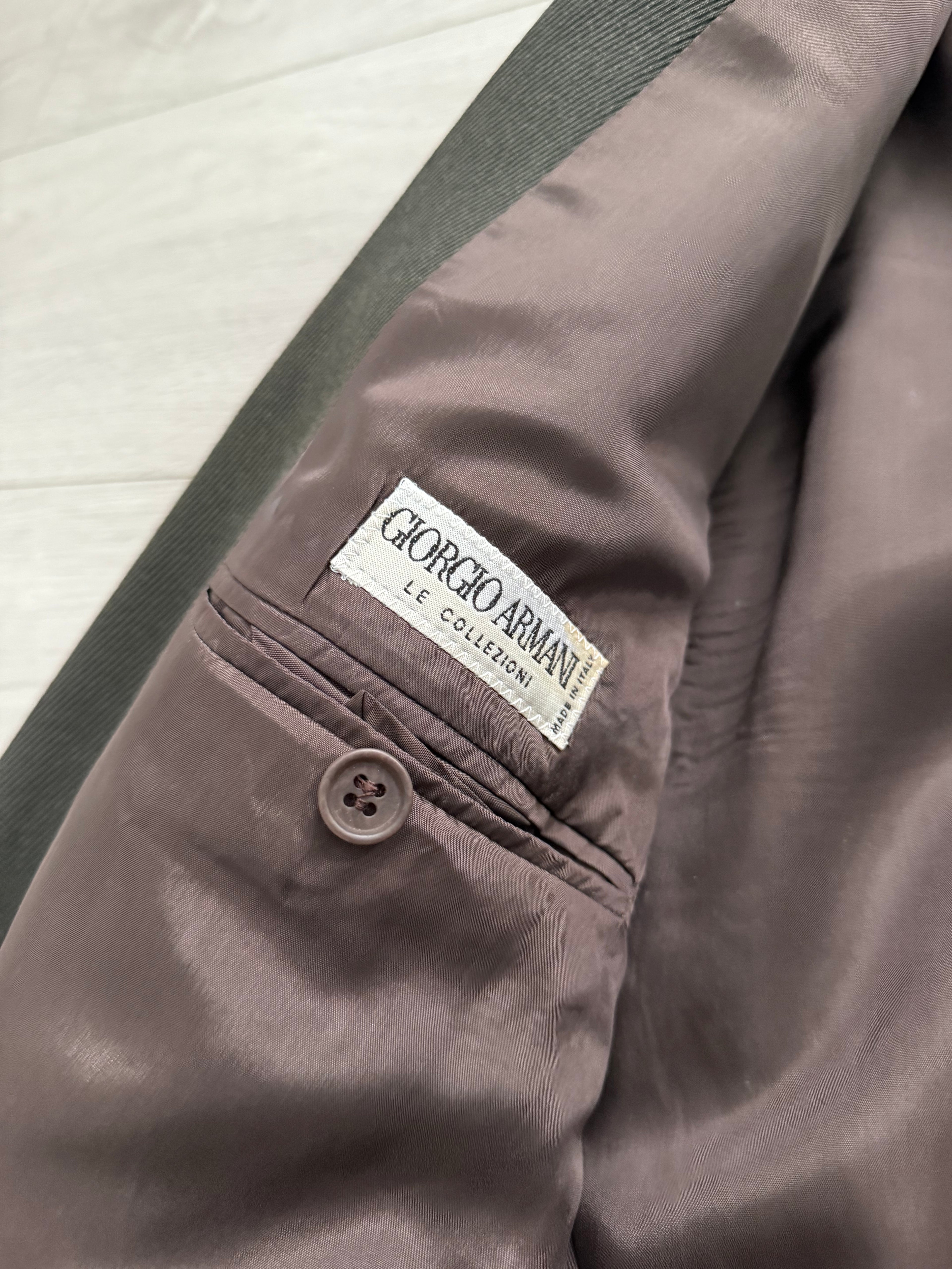 Giorgio Armani 1980s Double Breasted Pleated Wool Suit Forest Green New - Size L Jacket / 32" Waist `