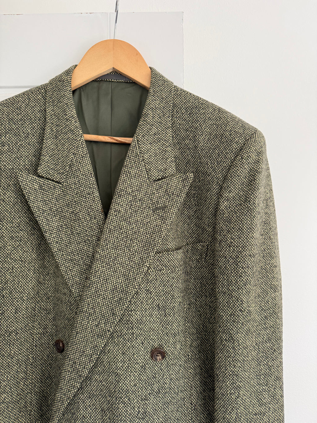 Dior 1980s Peaked Lapel Double Breasted Textured Wool Sports Blazer Jacket - Size S