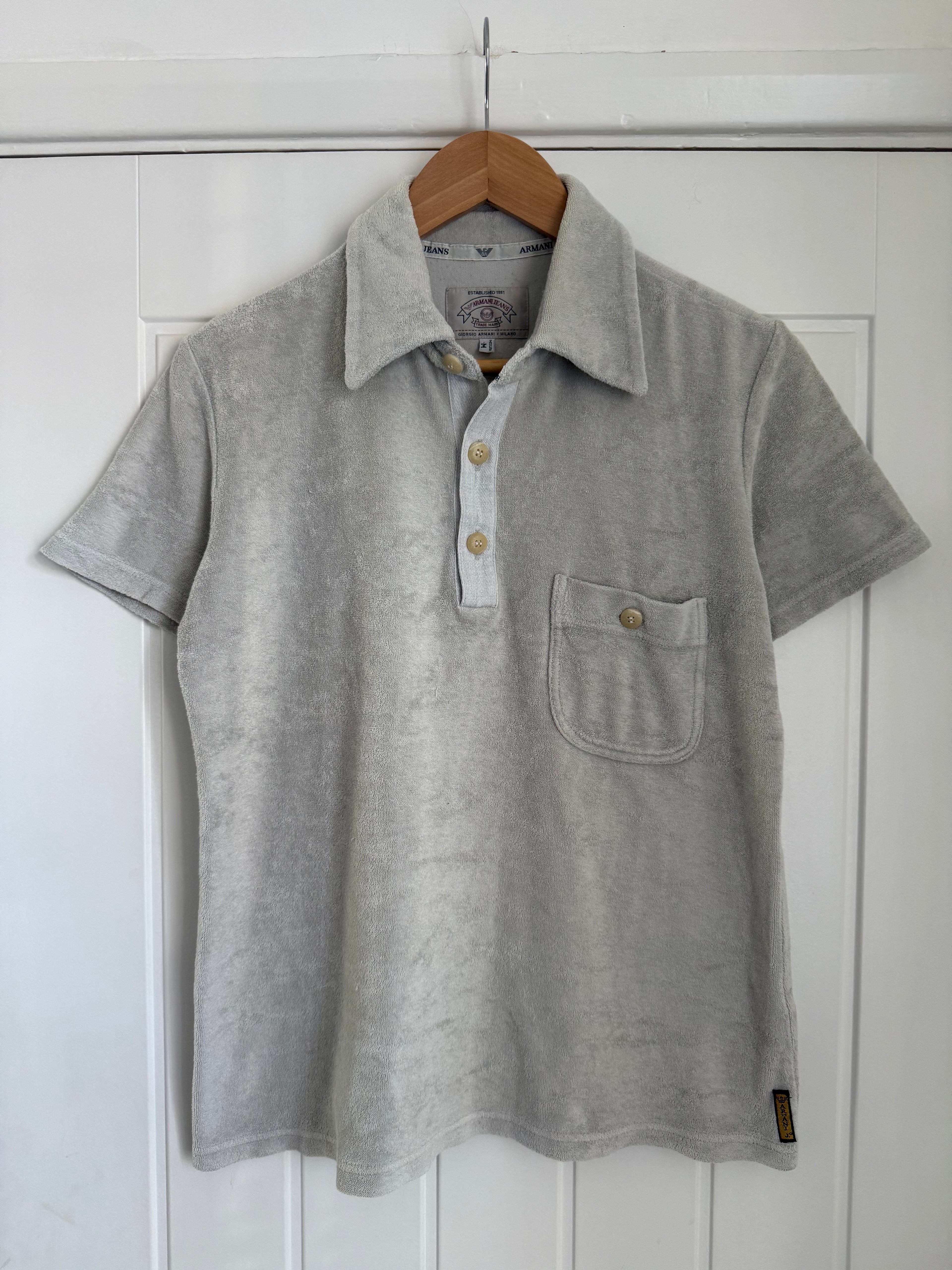 Giorgio Armani Jeans 1990s Towelling Polo Shirt - Size S