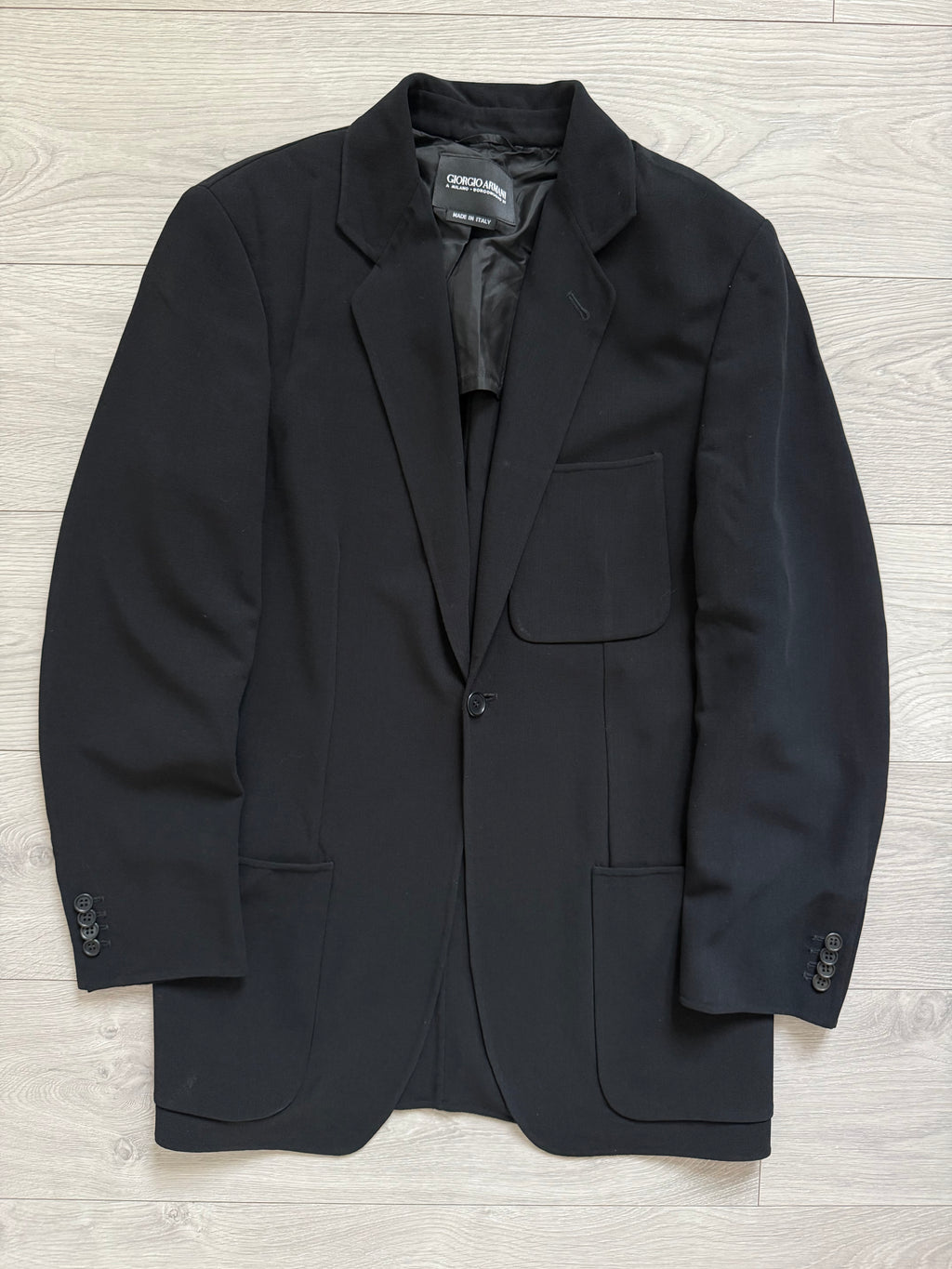 Giorgio Armani Black Label 1990s 1B Draped Lightweight Wool Jacket - Size S