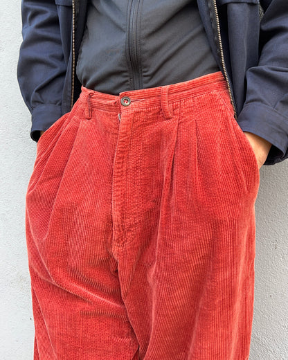 C.P. Company 1980s 'Navy Arctic' Rust Orange Pleated Cord Pants - Size 31