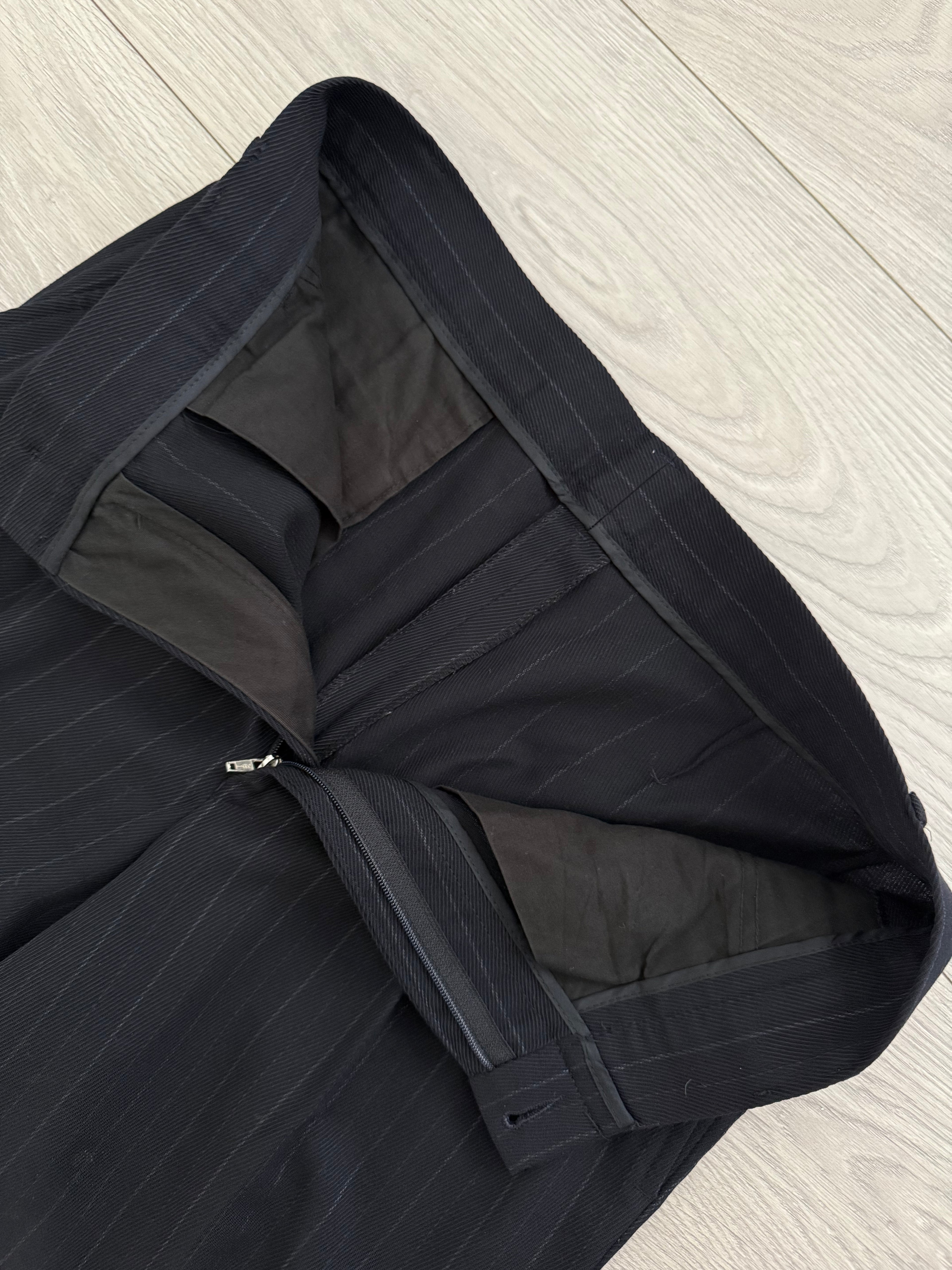 Versace 1980s Notch Lapel Double Breasted Pleated Wool Striped Suit - Size S Jacket / 32" Waist
