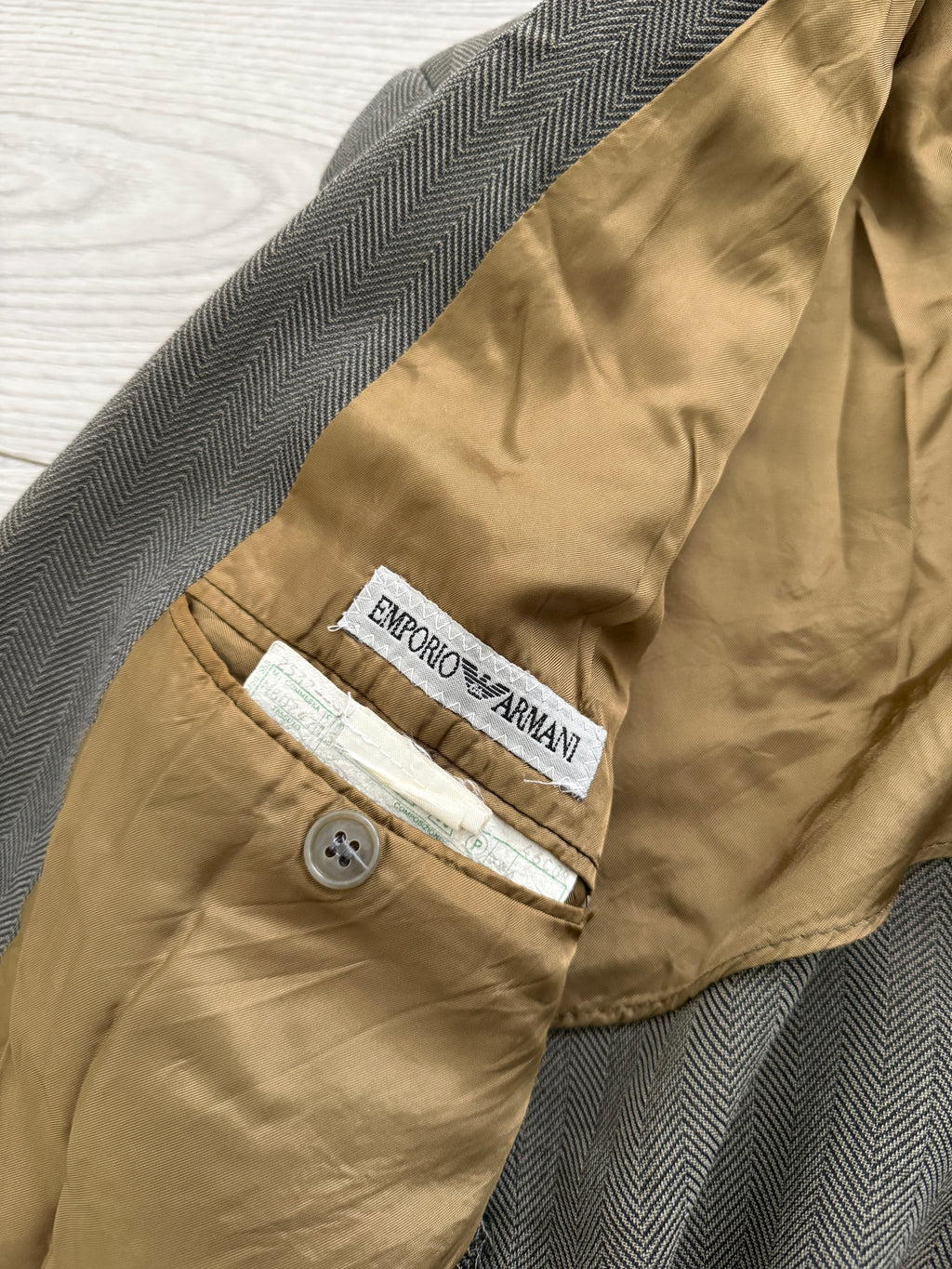 Emporio Armani 1990s Double Breasted Peaked Lapel Textured Jacket - Size S