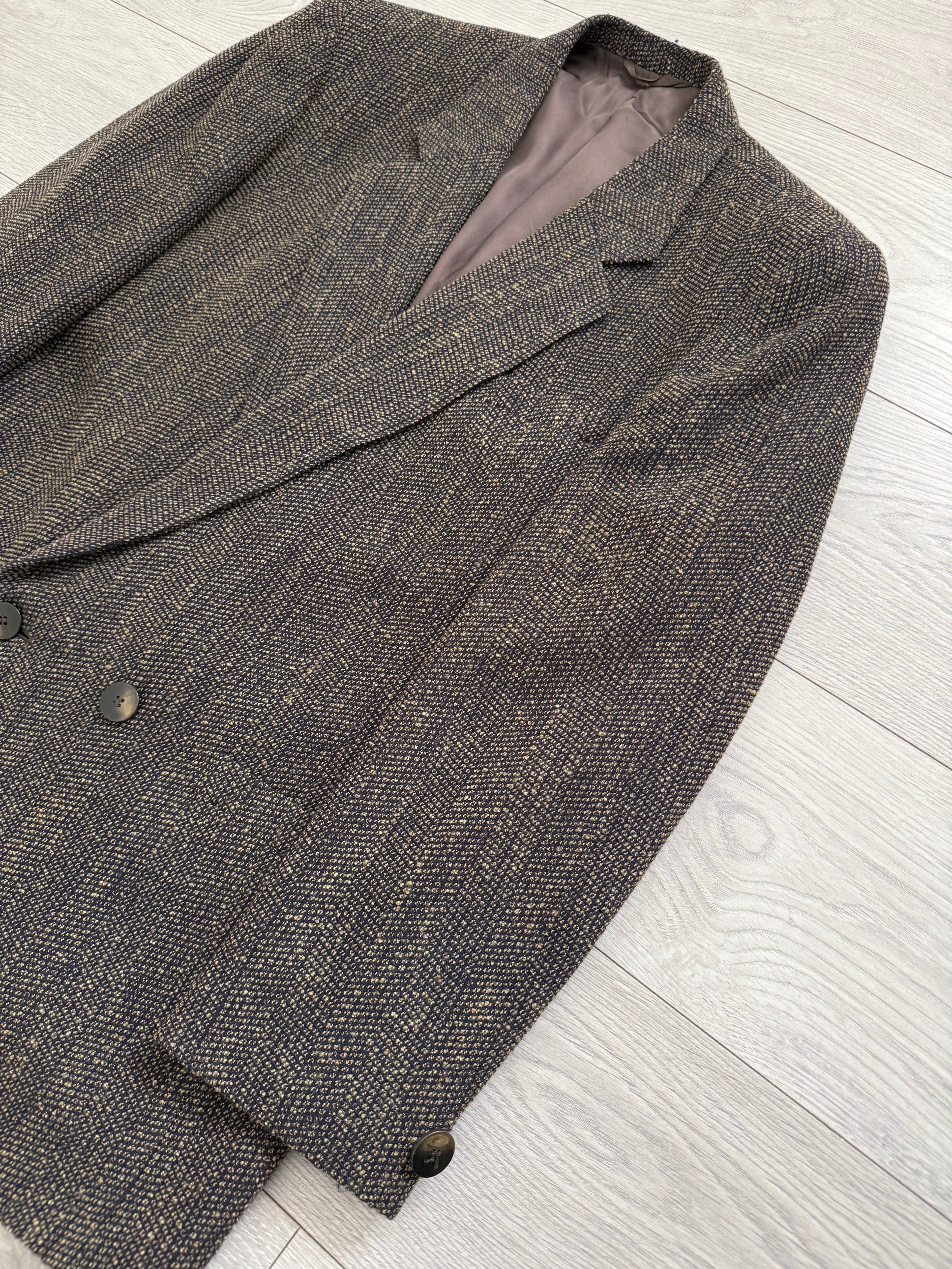 Umberto Ginocchietti 1980s Double Breasted Pleated Wool Textured Suit Brown - Size M Jacket / 30" Waist