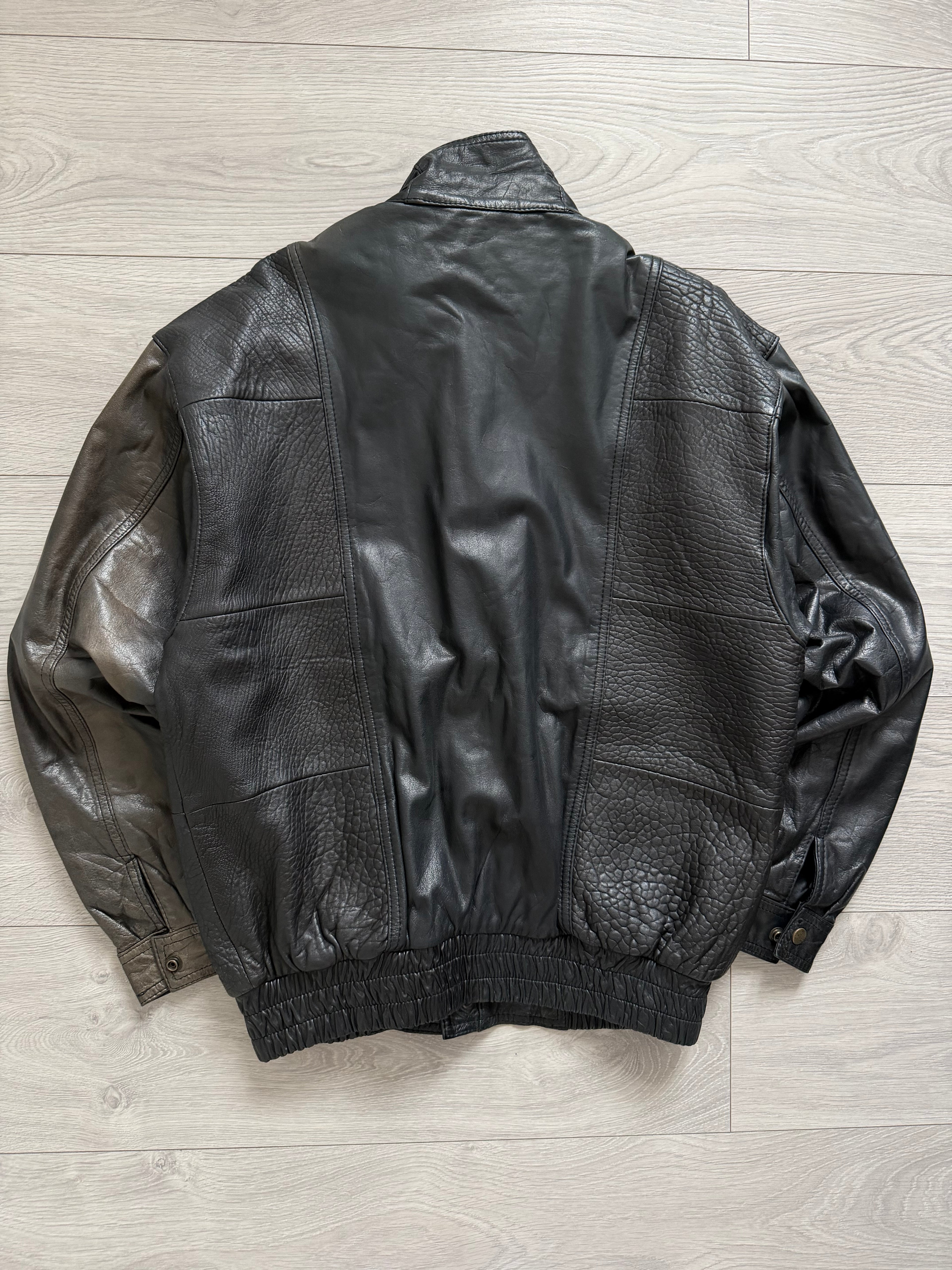 Valentino 1980s Panelled Leather Bomber Jacket - Size M