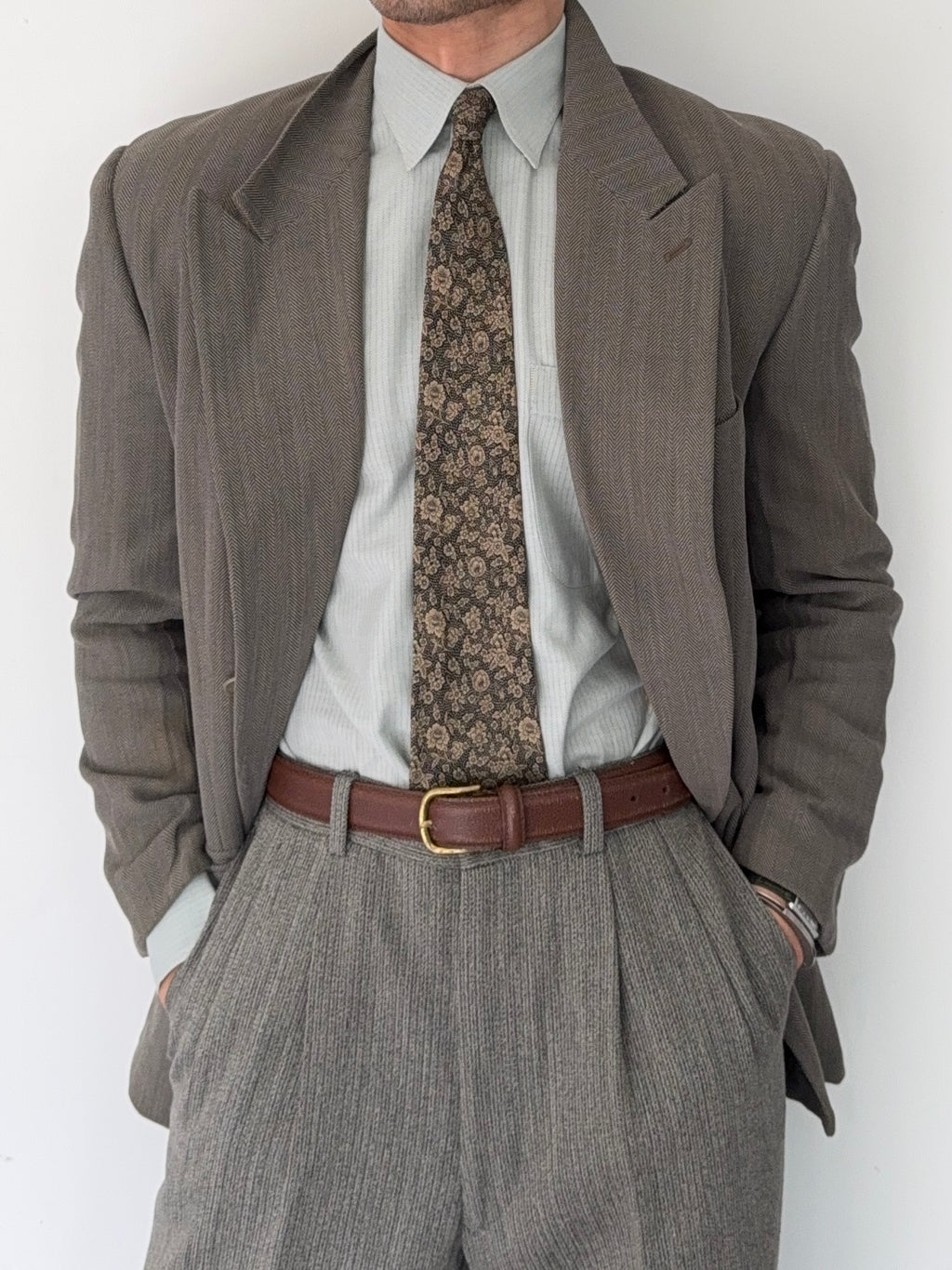 Emporio Armani 1990s Double Breasted Peaked Lapel Textured Jacket - Size S