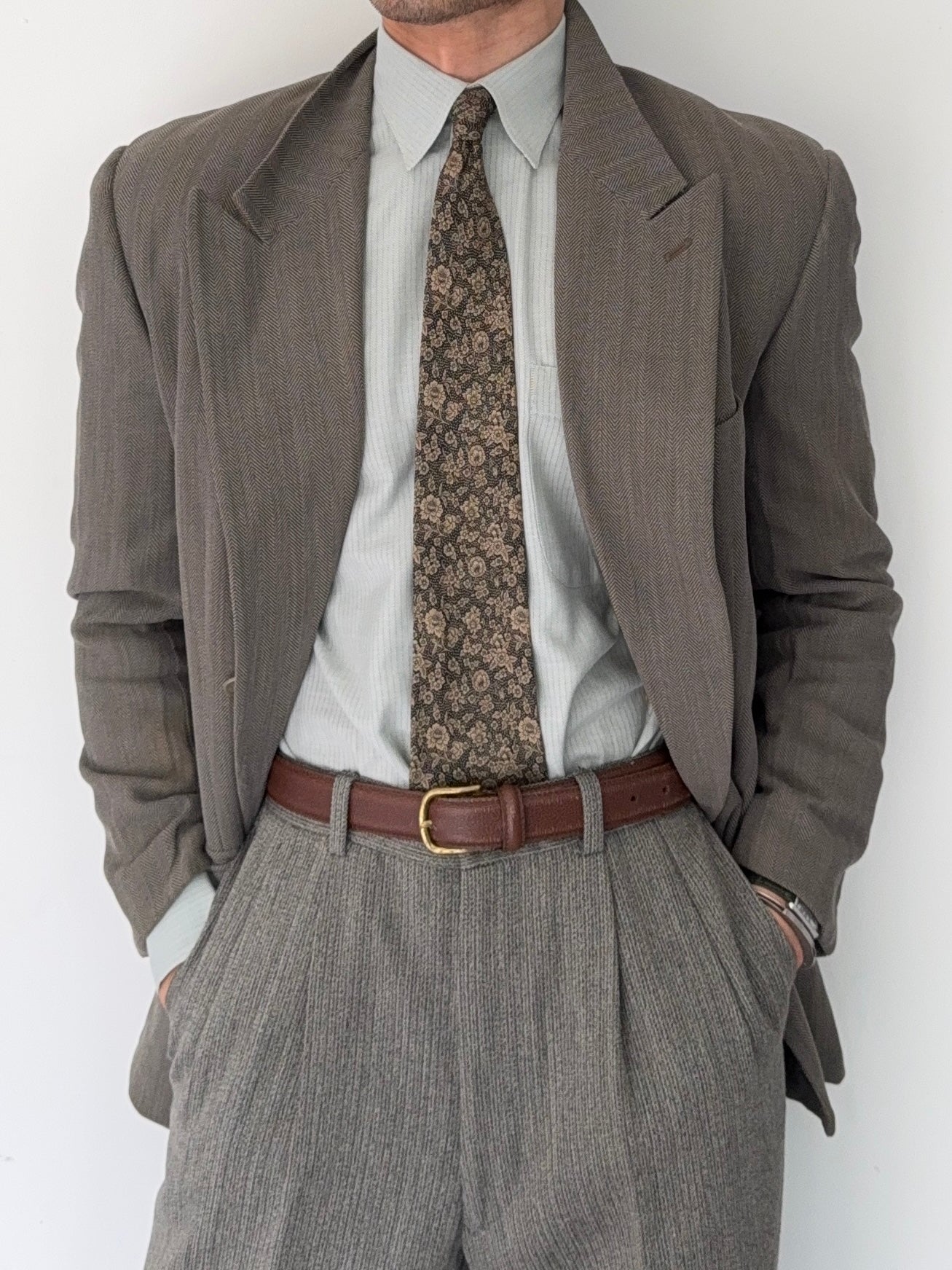 Emporio Armani 1990s Double Breasted Peaked Lapel Textured Jacket - Size S