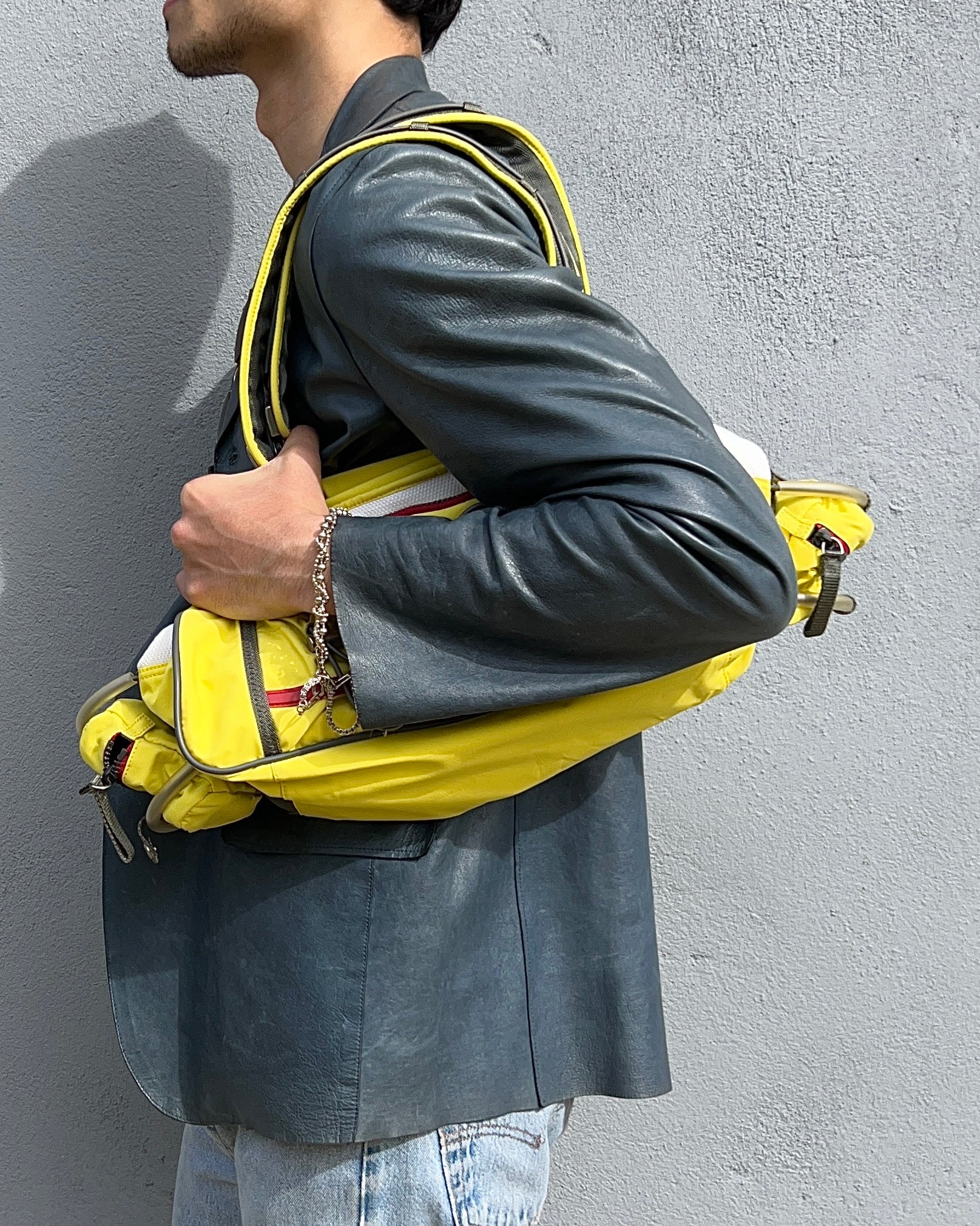 Jil Sander by Raf Simons 00s Petrol Blue Leather Jacket