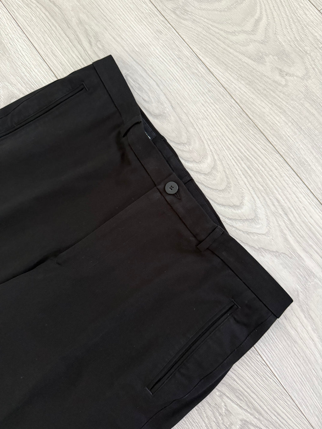 Armani 1990s Black Label Cotton Rubber Black Pants - Size 34" Waist
