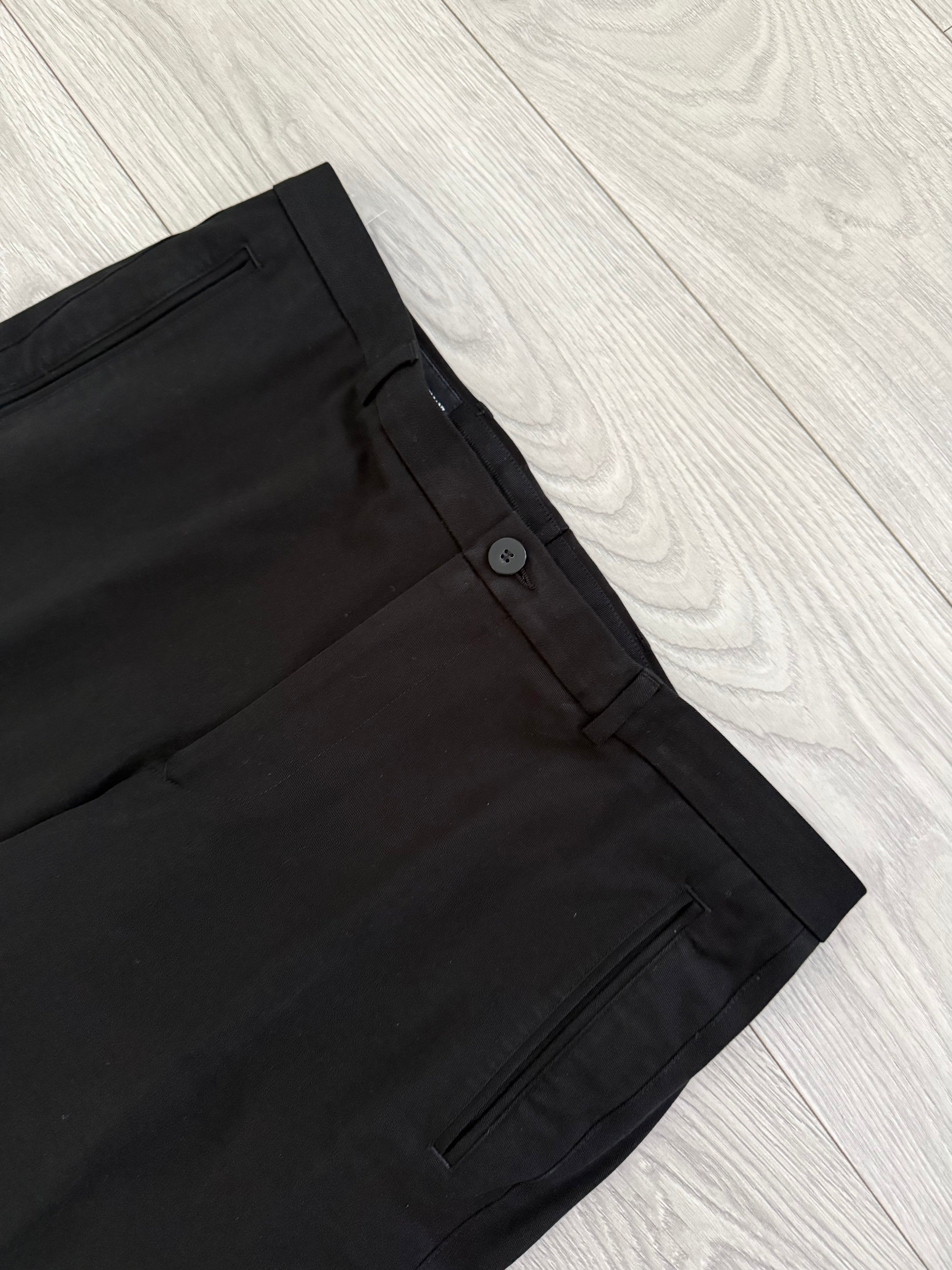 Armani 1990s Black Label Cotton Rubber Black Pants - Size 34" Waist