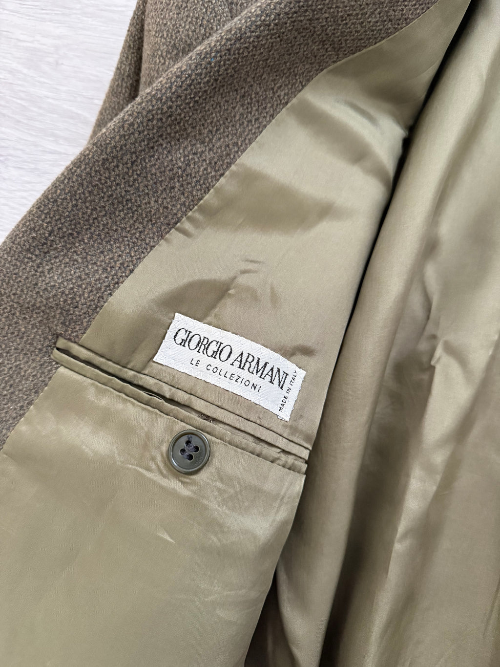 Giorgio Armani 1980s 2B Khaki Brown Wool Sport Jacket Blazer - Size XXL
