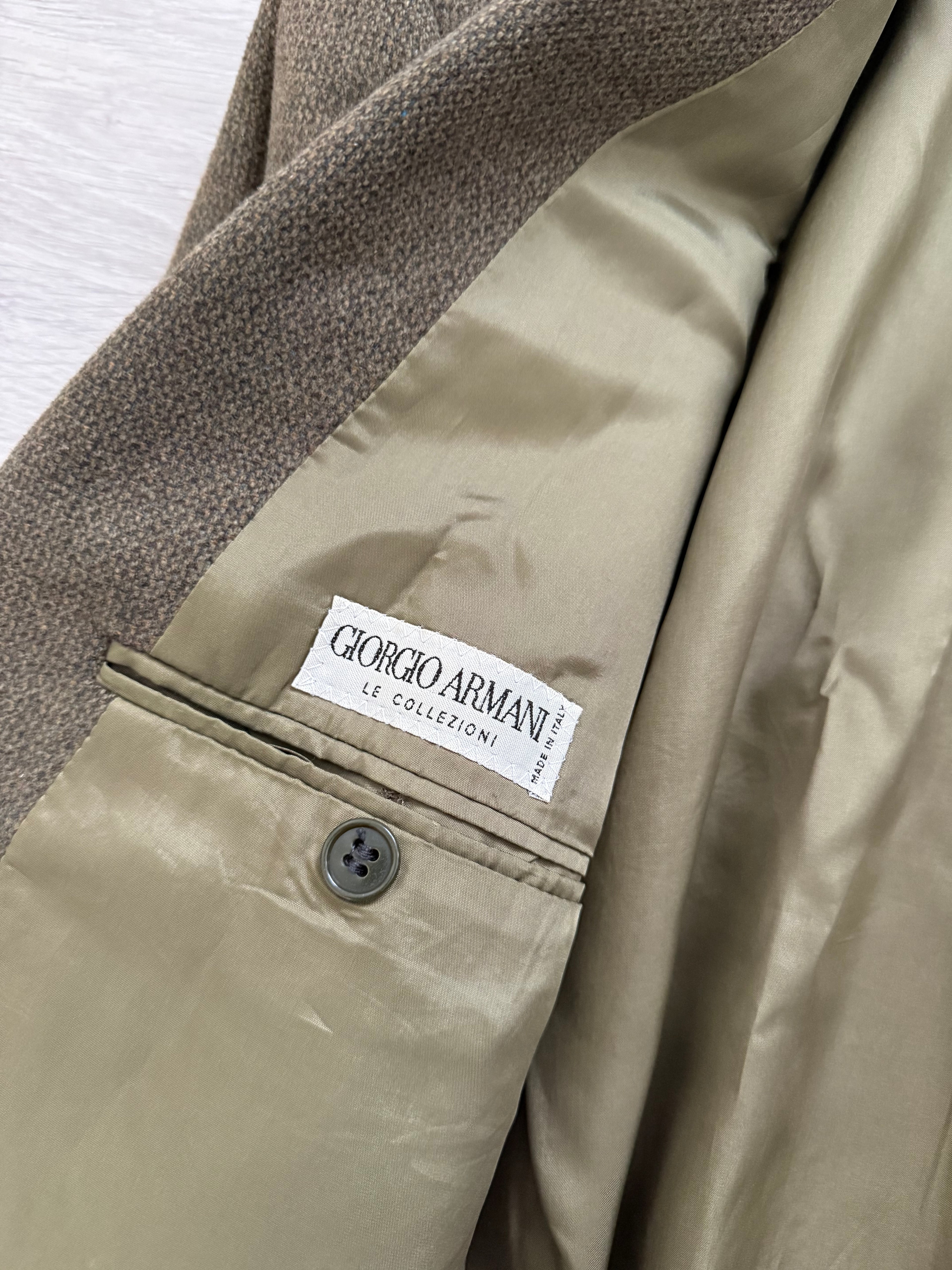 Giorgio Armani 1980s 2B Khaki Brown Wool Sport Jacket Blazer - Size XXL