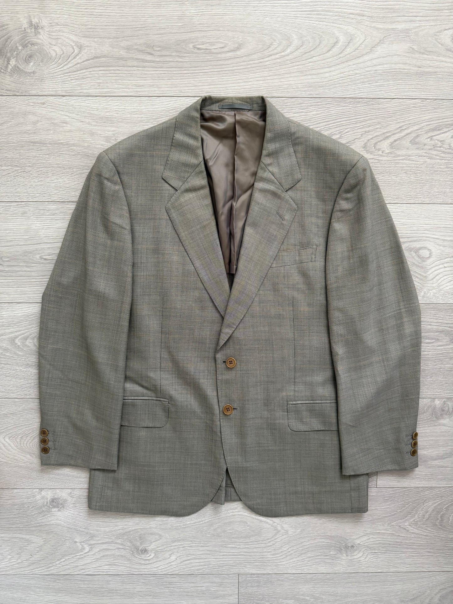 Yves Saint Laurent 1990s Checkered Pleated Wool Suit - Size L Jacket / 34" Waist