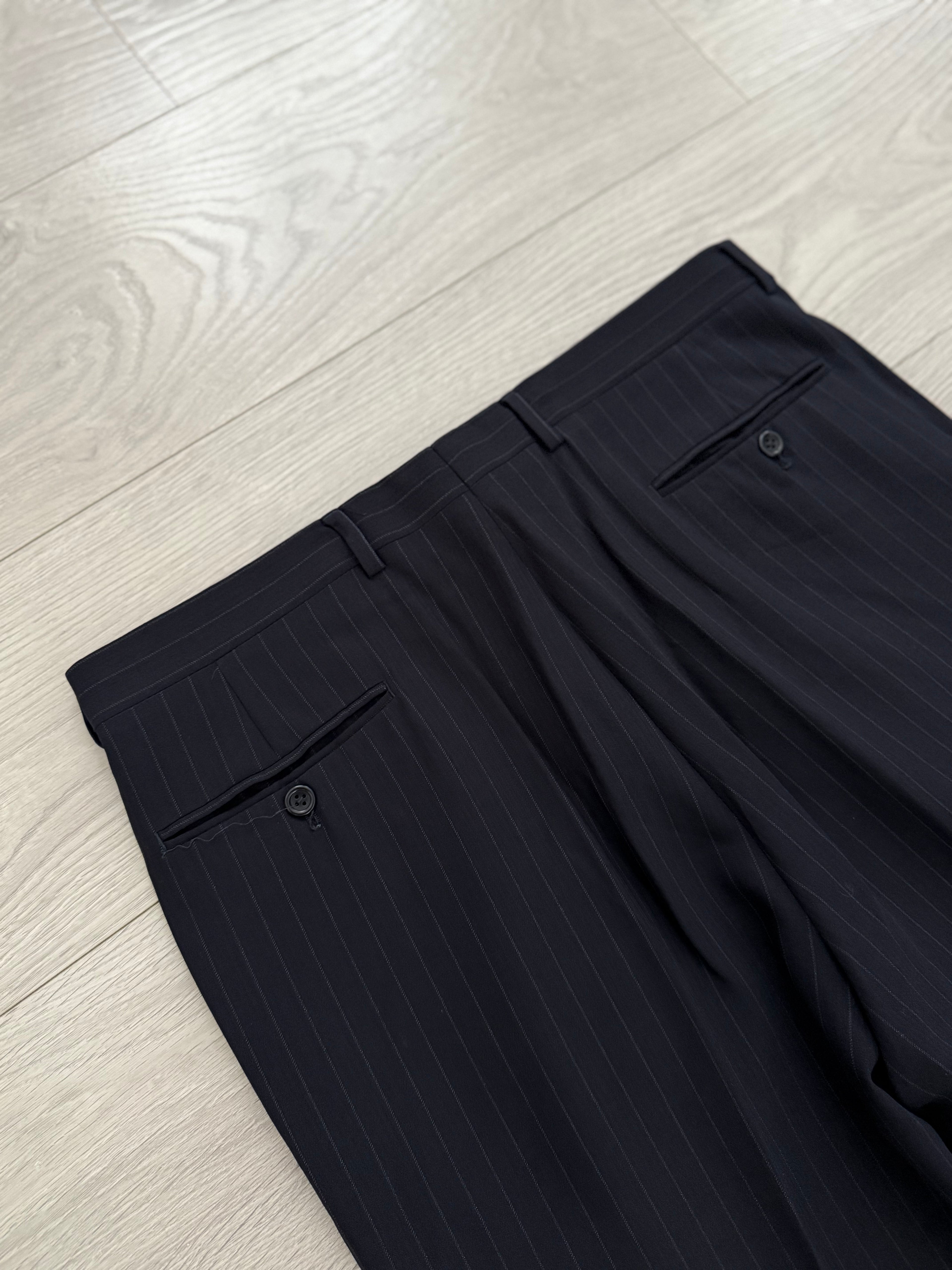 Armani 1990s Striped Wool Pleated Suit - Size XL Jacket / 36" Waist