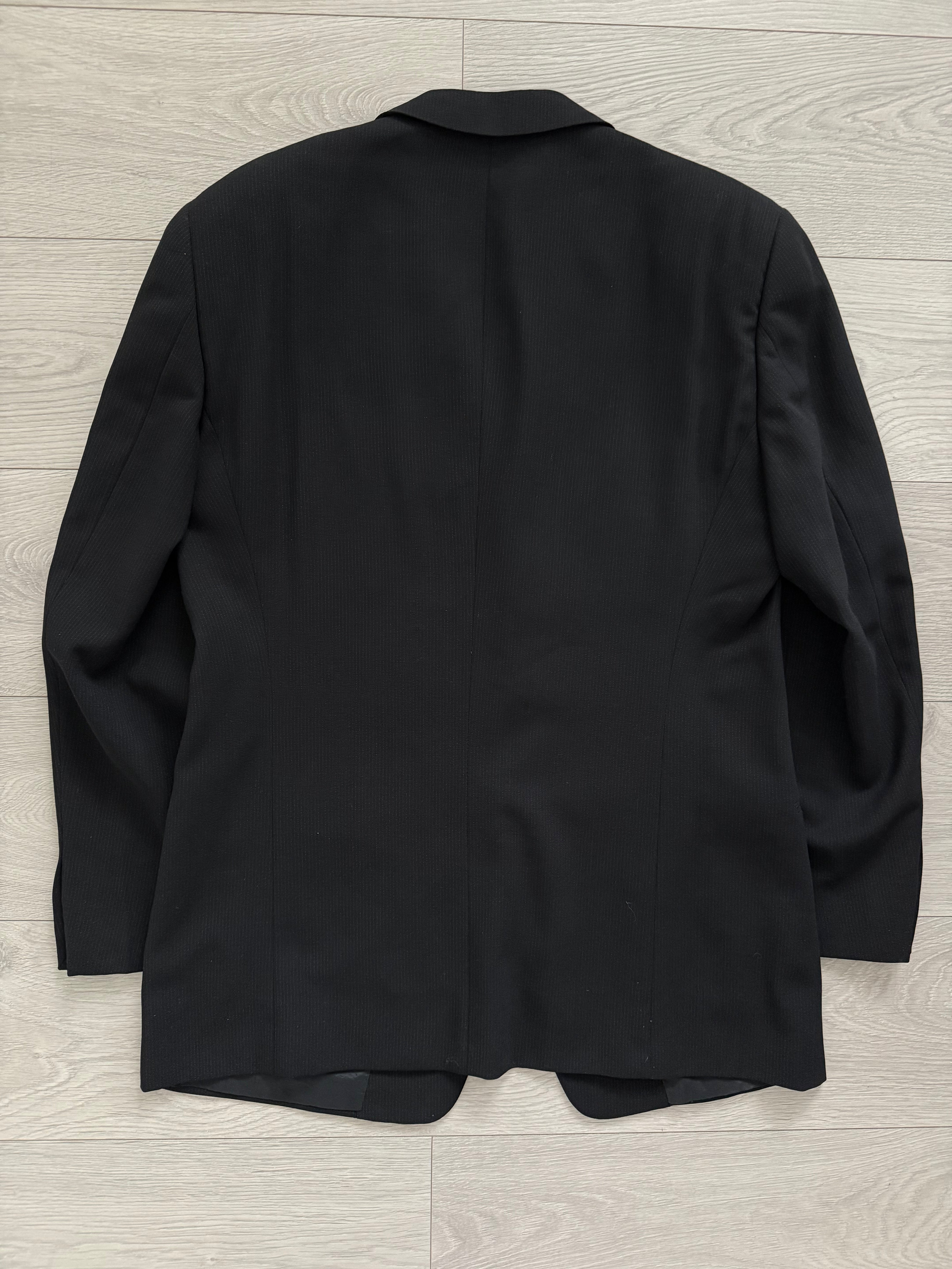 Armani 1990s 3B Draped Wool Black Suit - Size XL Jacket / 36