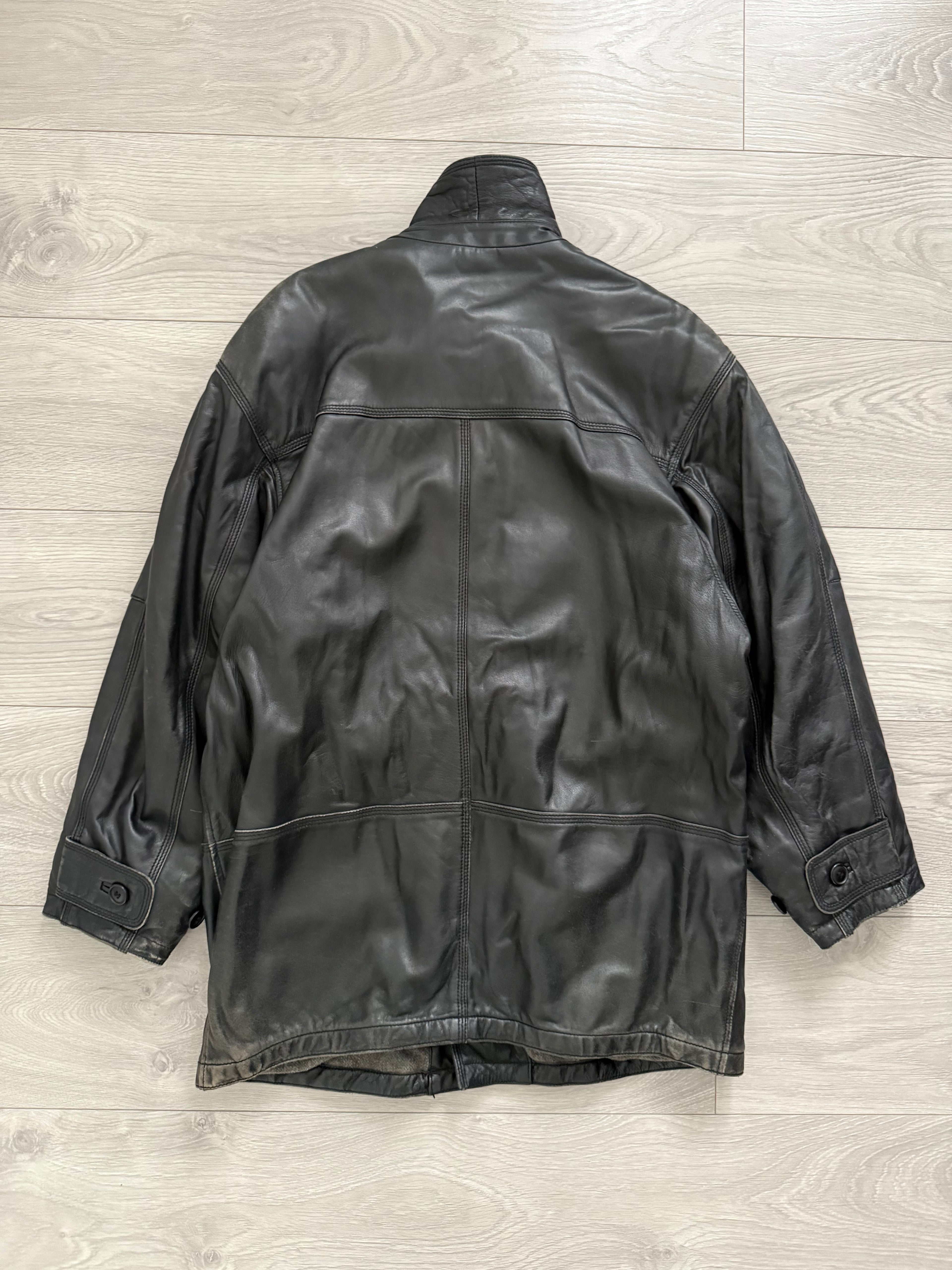 Sicons Armani 1980s Leather Hunting Jacket Coat - Size M