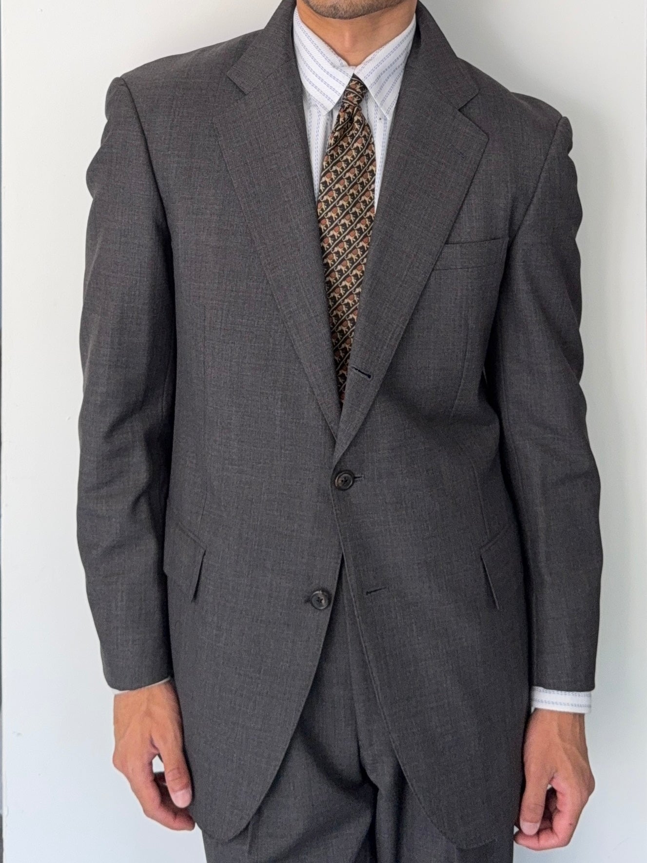 Ralph Lauren 1990s 2B Wool Grey Double-Pleated Suit - Size M Jacket / 32" Waist