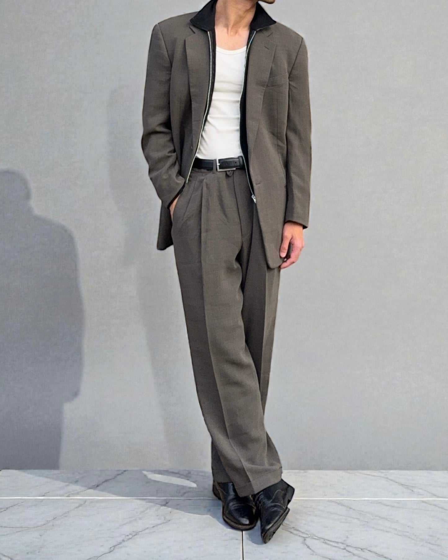 Giorgio Armani 1990s Brown Pleated Wool Suit - Size M Jacket / 32" Waist