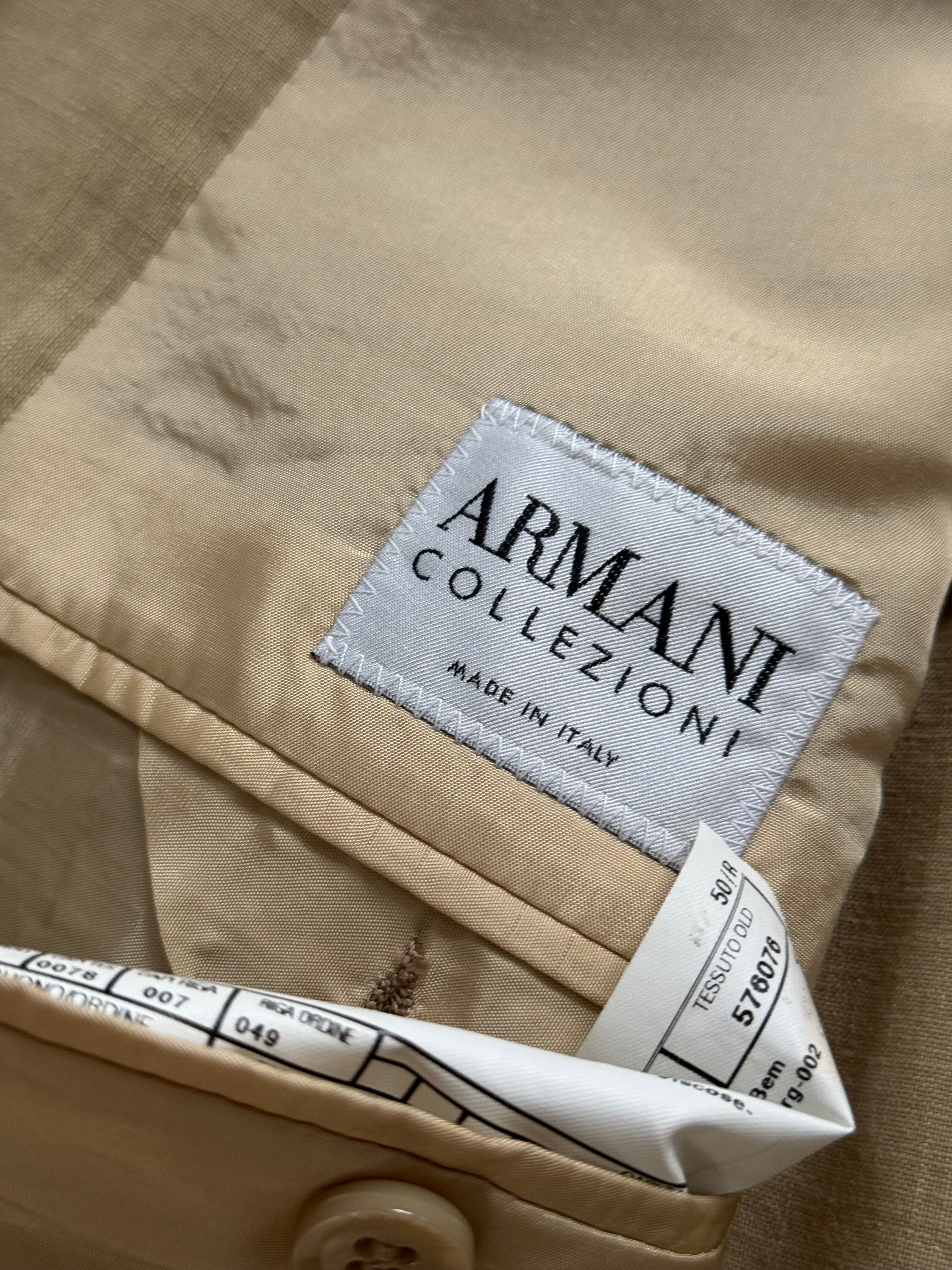 Armani 1990s 3B Linen Beige Sport Jacket Blazer - Size L