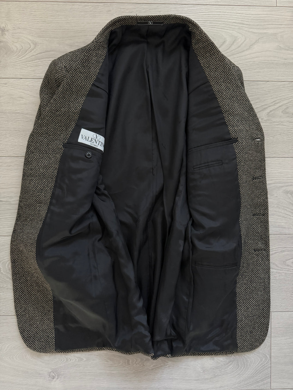 Valentino 1980s 4B Virgin Wool Textured Sport Jacket Blazer - Size L