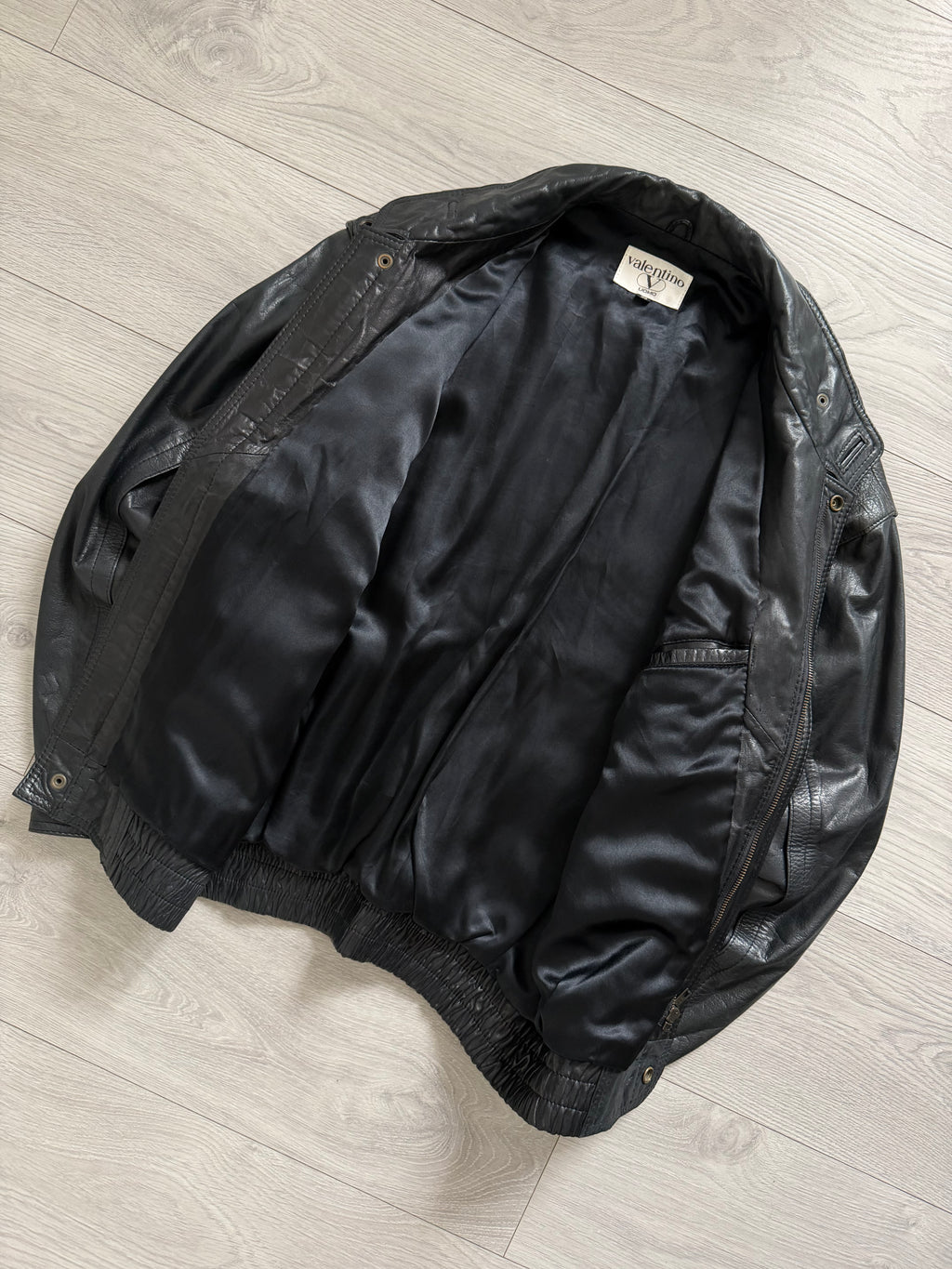 Valentino 1980s Panelled Leather Bomber Jacket - Size M