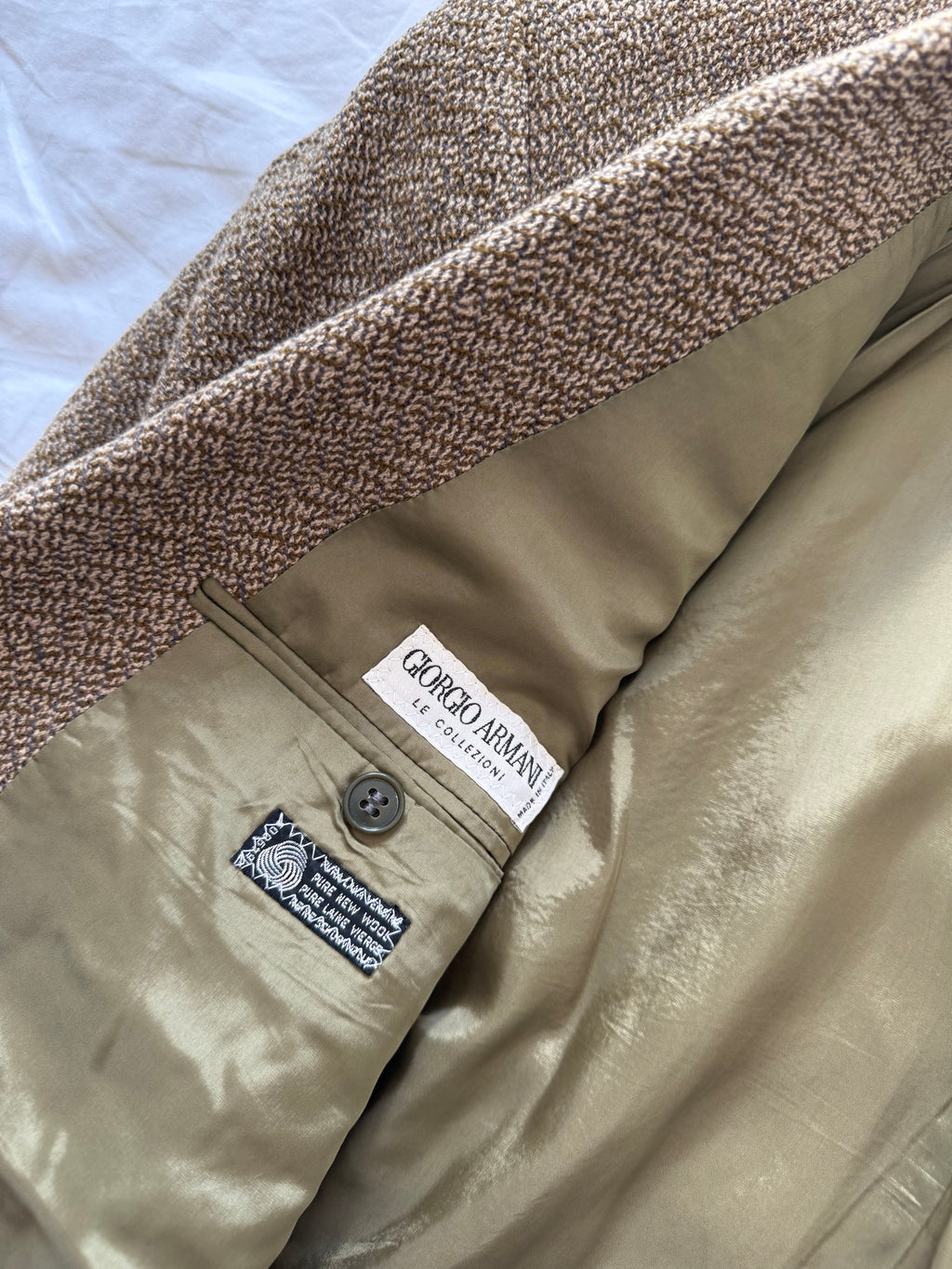 Giorgio Armani 1980s Peaked Lapel Double Breasted Textured Wool Sport Jacket Blazer - Size M
