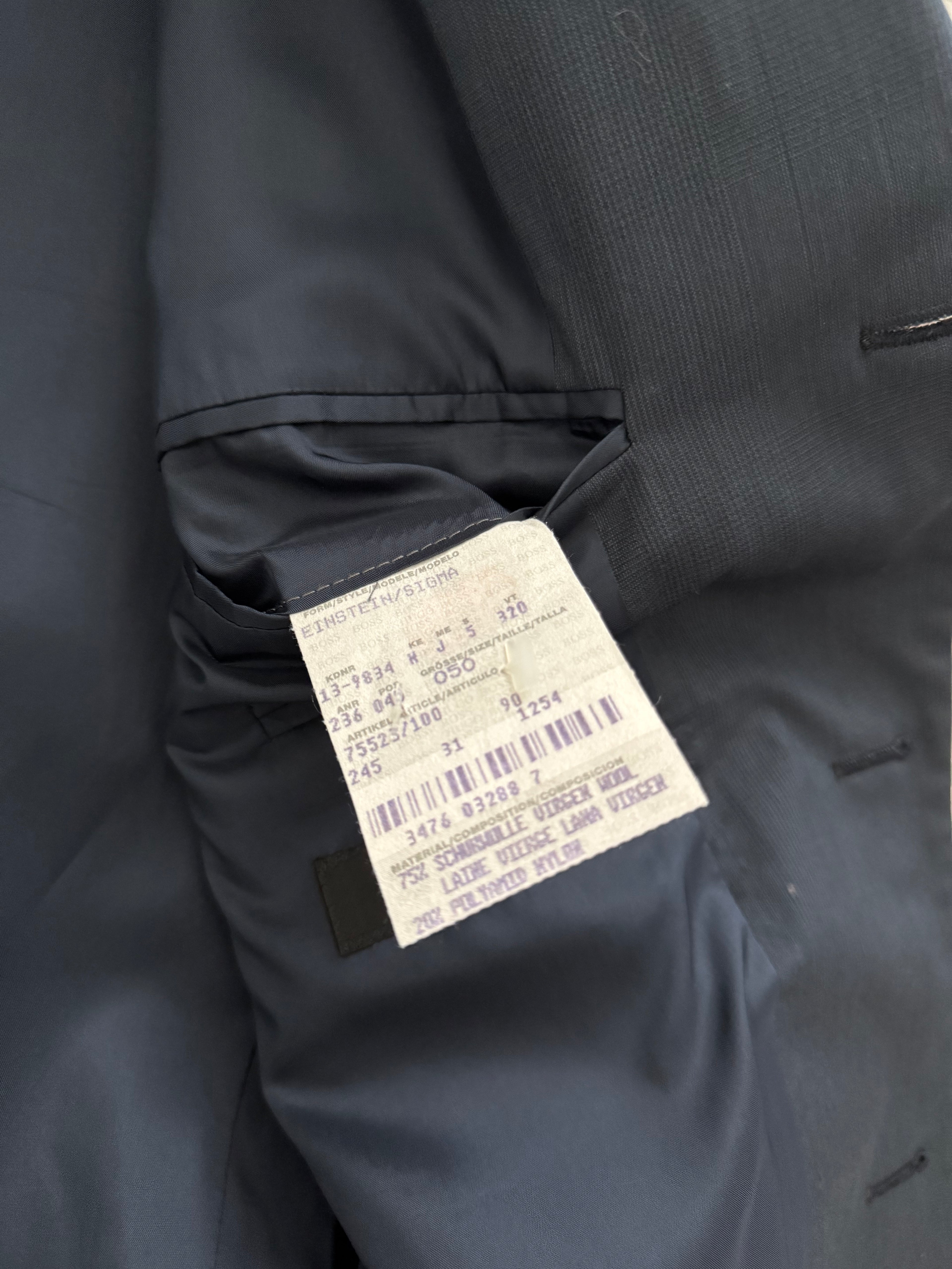 Hugo Boss 1980s 3B Gunmetal Blue Pleated Wool Suit - Size L Jacket / 34" Waist
