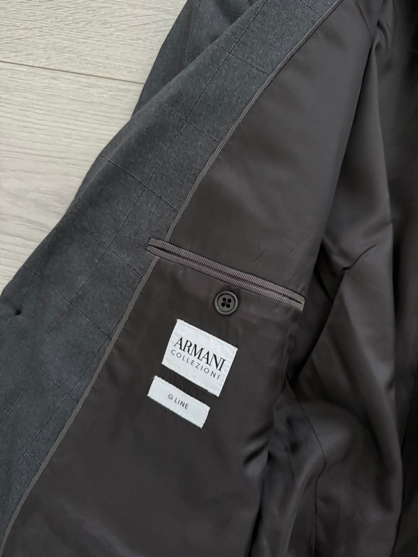 Armani 2016 Windowpane Check Wool Suit - L Jacket / 38" Waist