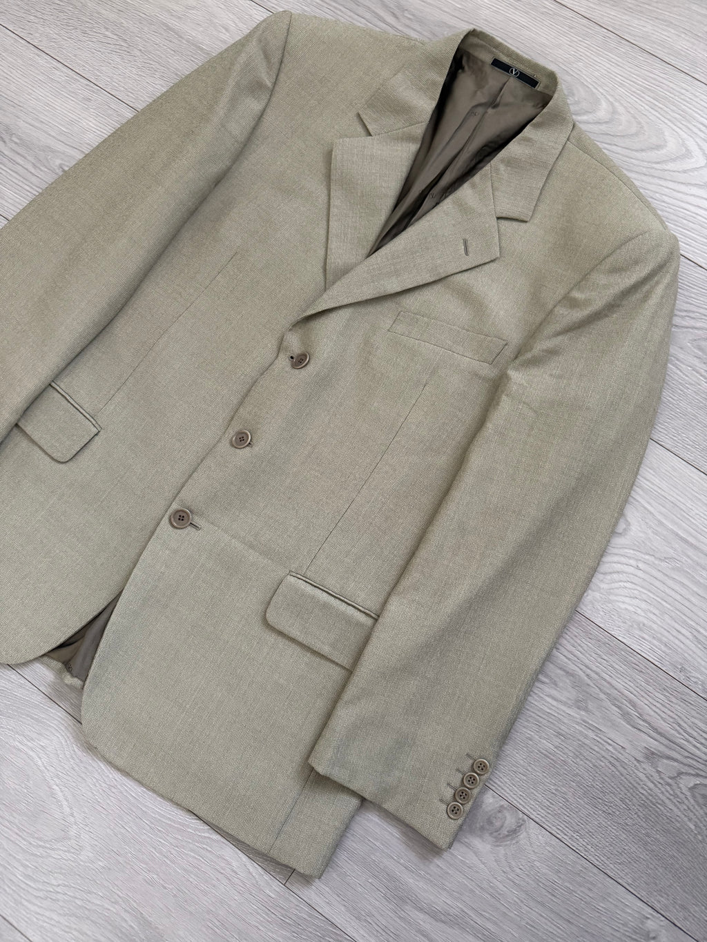 Valentino 1980s 3B Taupe Beige Wool Sports Blazer Jacket - Size XL